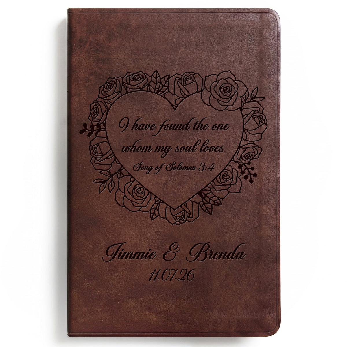 Personalized ESV Brown Bible - Engraved Song of Solomon 3:4 Wedding Design