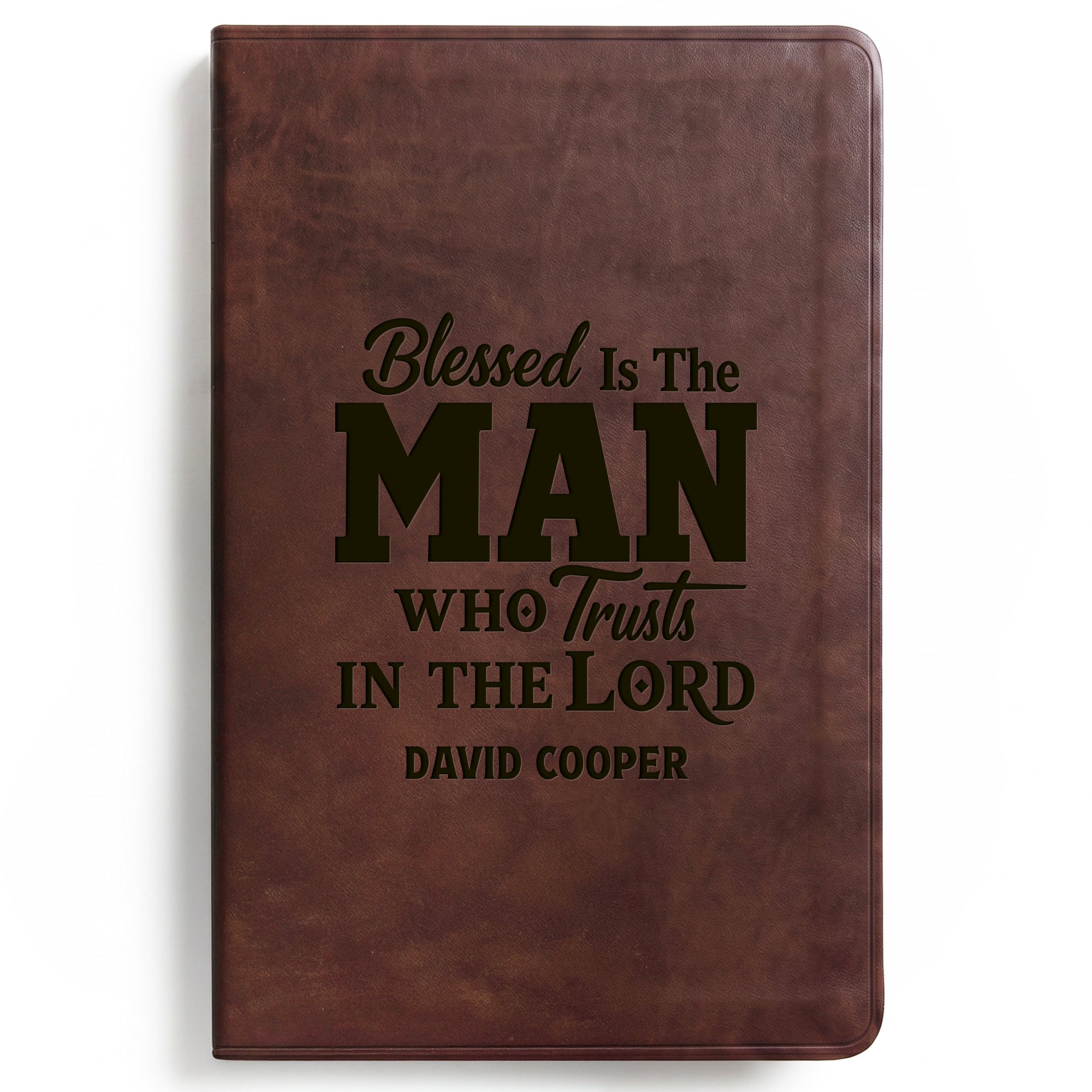 Personalized ESV Brown Bible - Engraved Man Who Trusts in the Lord Design