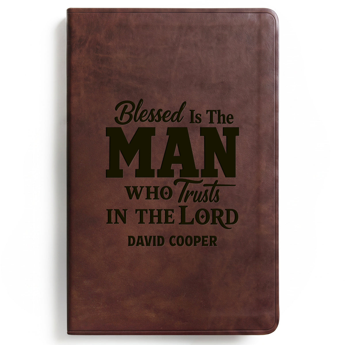 Personalized ESV Brown Bible - Engraved Man Who Trusts in the Lord Design