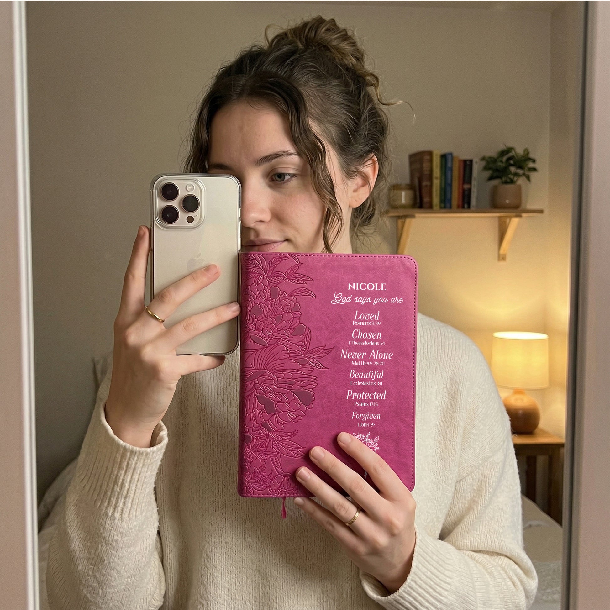 Personalized NLT Giant Print Bible - Red Letter, Filament Enabled - Peony Pink - Verse-Inspired