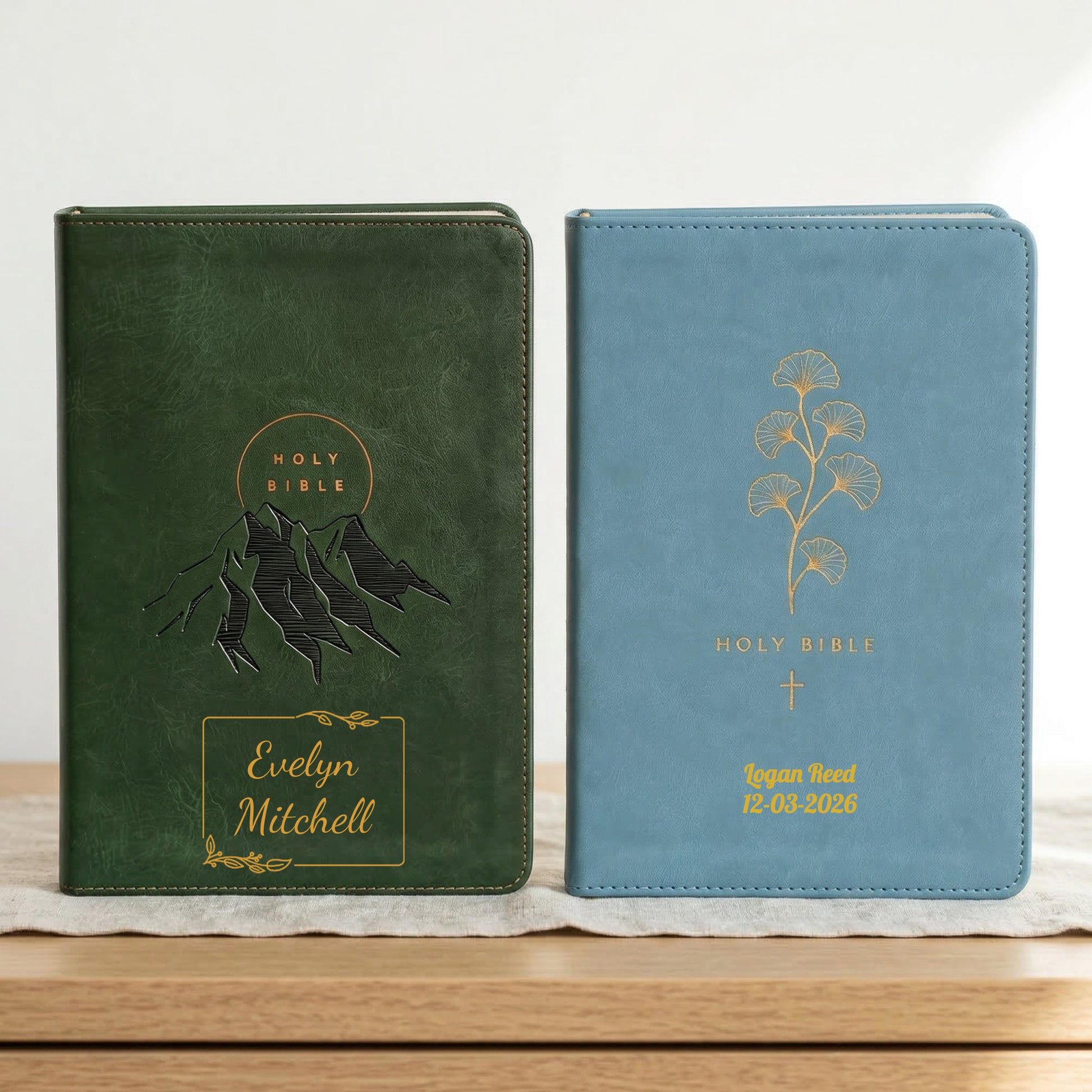 Personalized NLT Giant Print Evergreen Mountain Bible - Red Letter, Filament Enabled - Floral Frame