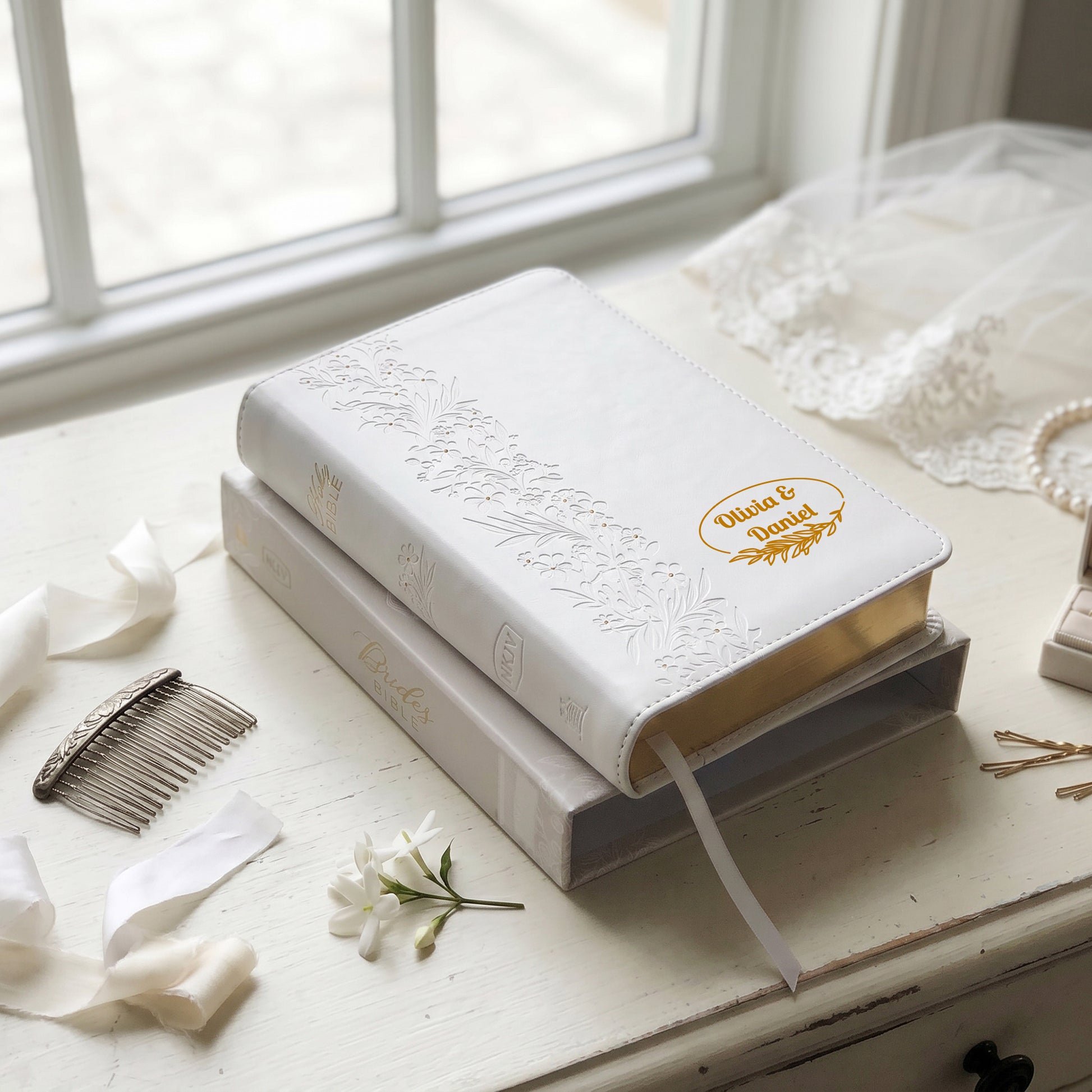 Personalized Wedding Bible - NKJV Bride's Bible - Icon and Frame