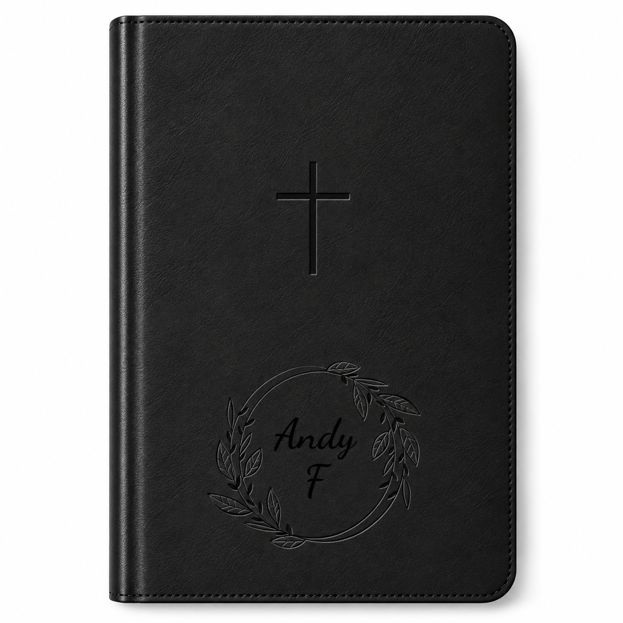 Personalized NLT Bible Black - Red Letter, Filament Enabled - Engraved Floral Frame