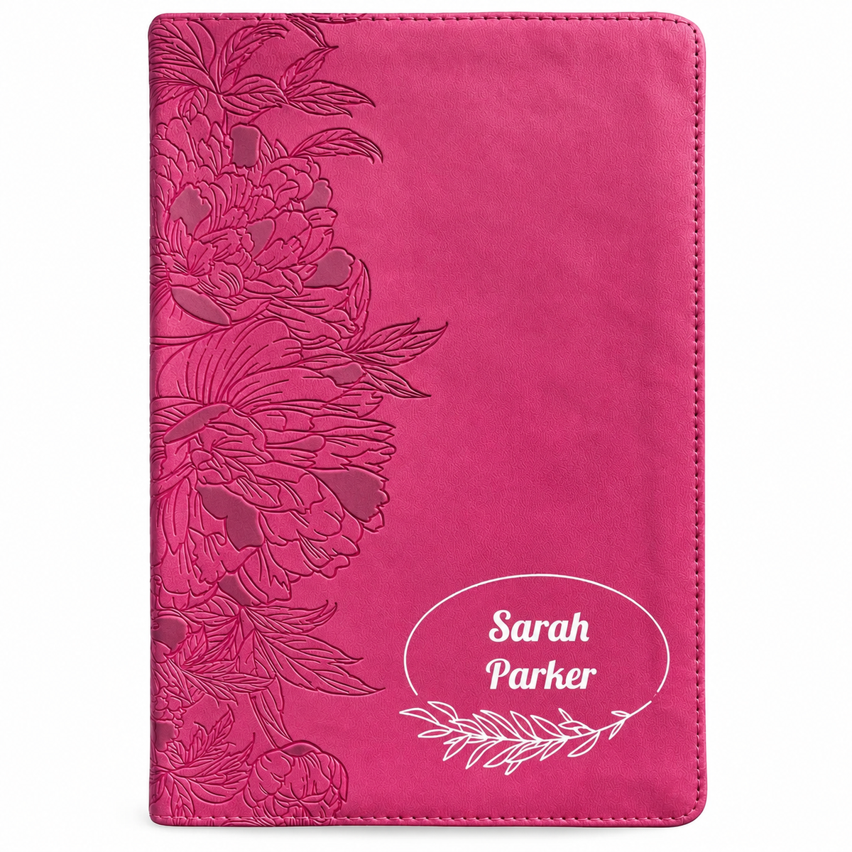 Personalized NLT Giant Print Bible - Red Letter, Filament Enabled - Peony Pink - Floral Frame