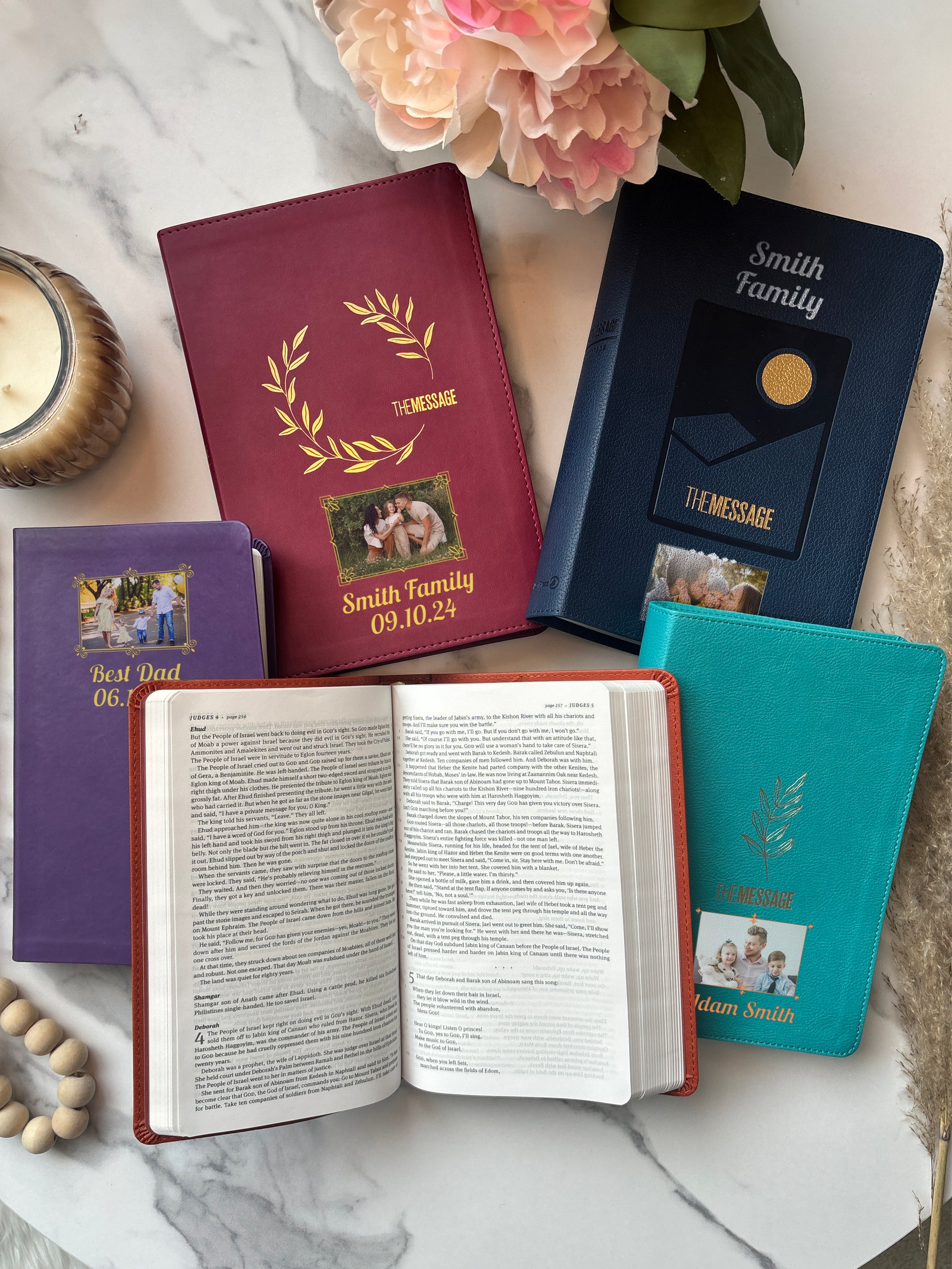 Personalized The Message Amethyst Purple Deluxe Bible - Photo & Text