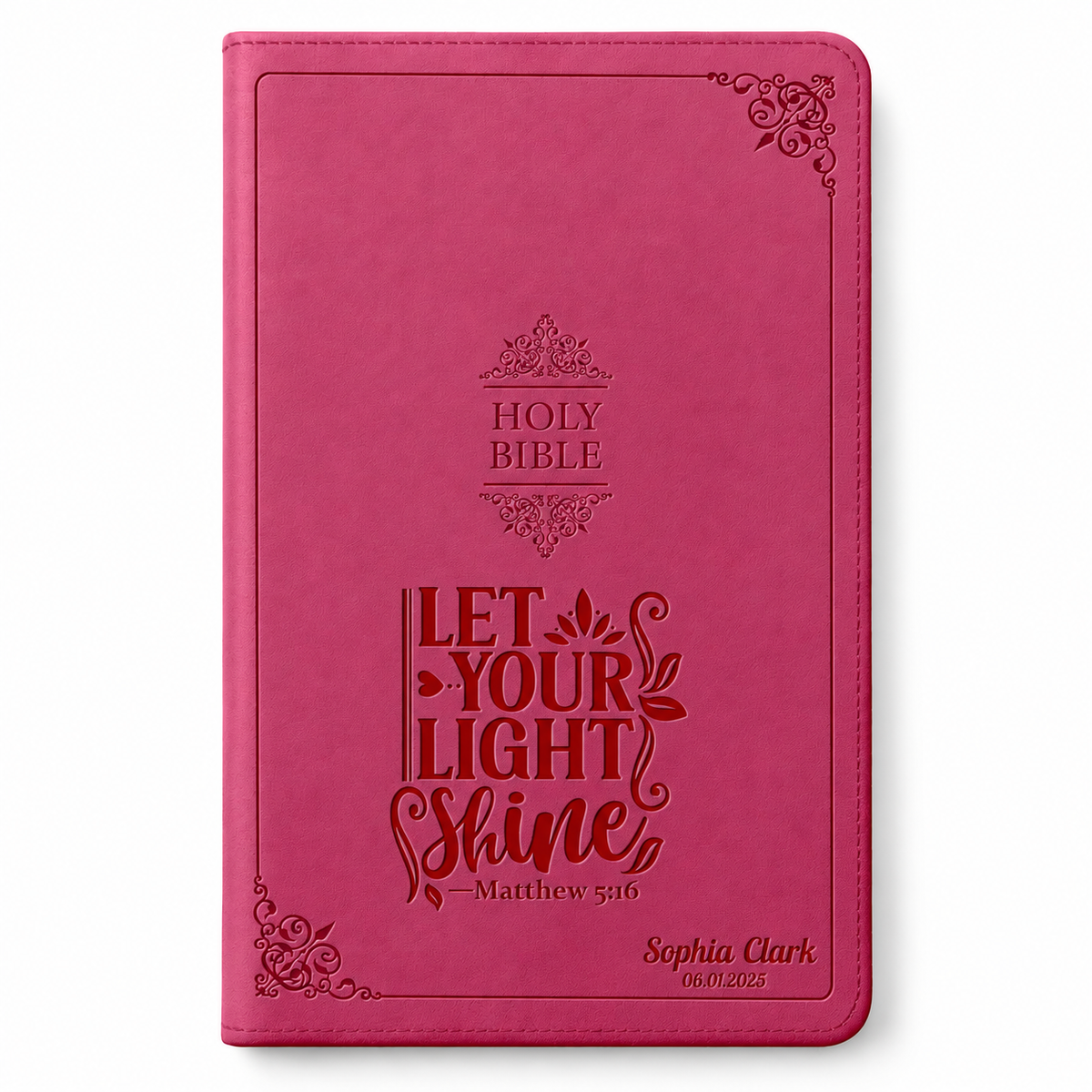 Personalized NIV Bible Large Print - Pink Thinline - Engraved Verse