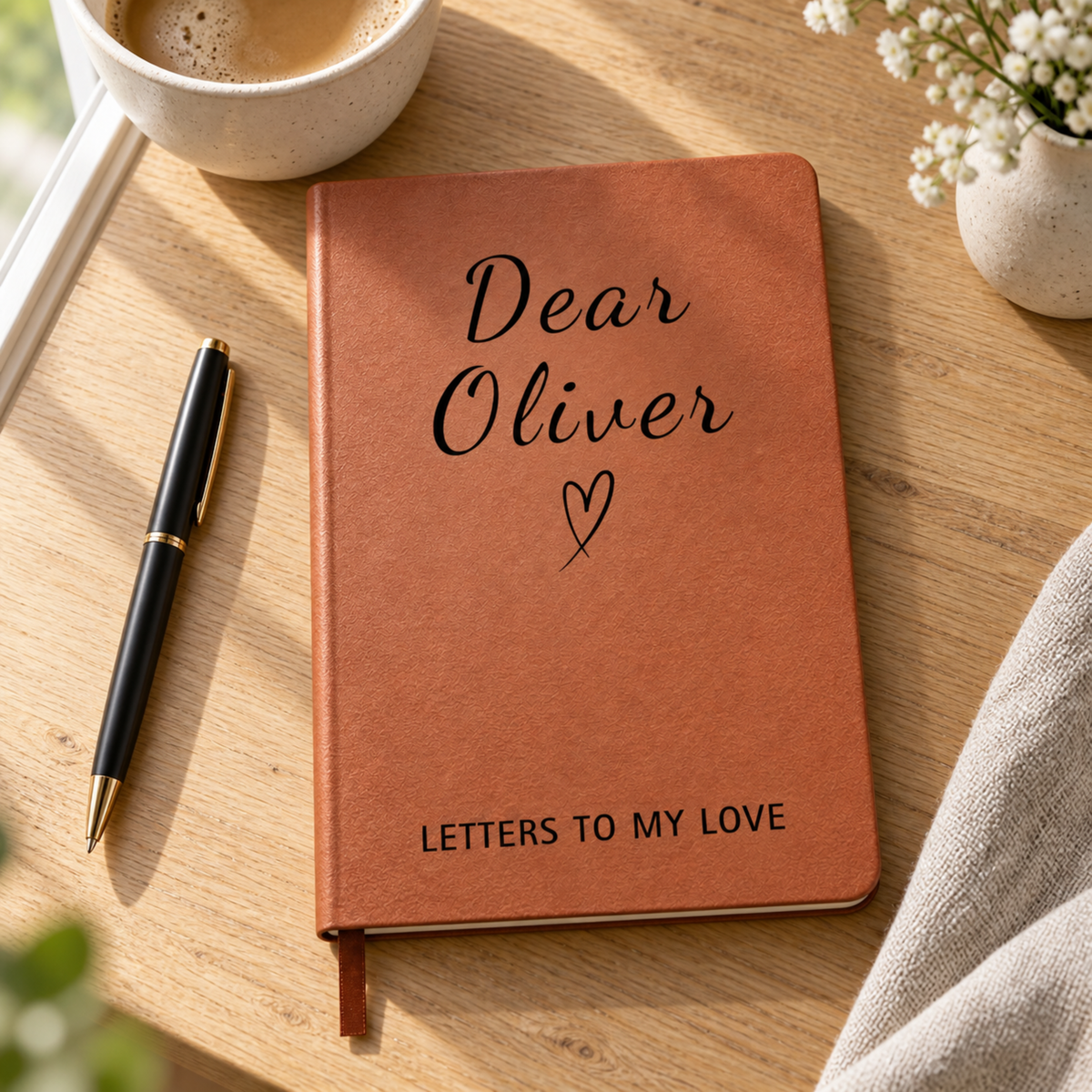 Personalized Love Letters Journal – Custom Couple Names Notebook, Romantic Anniversary or Wedding Gift