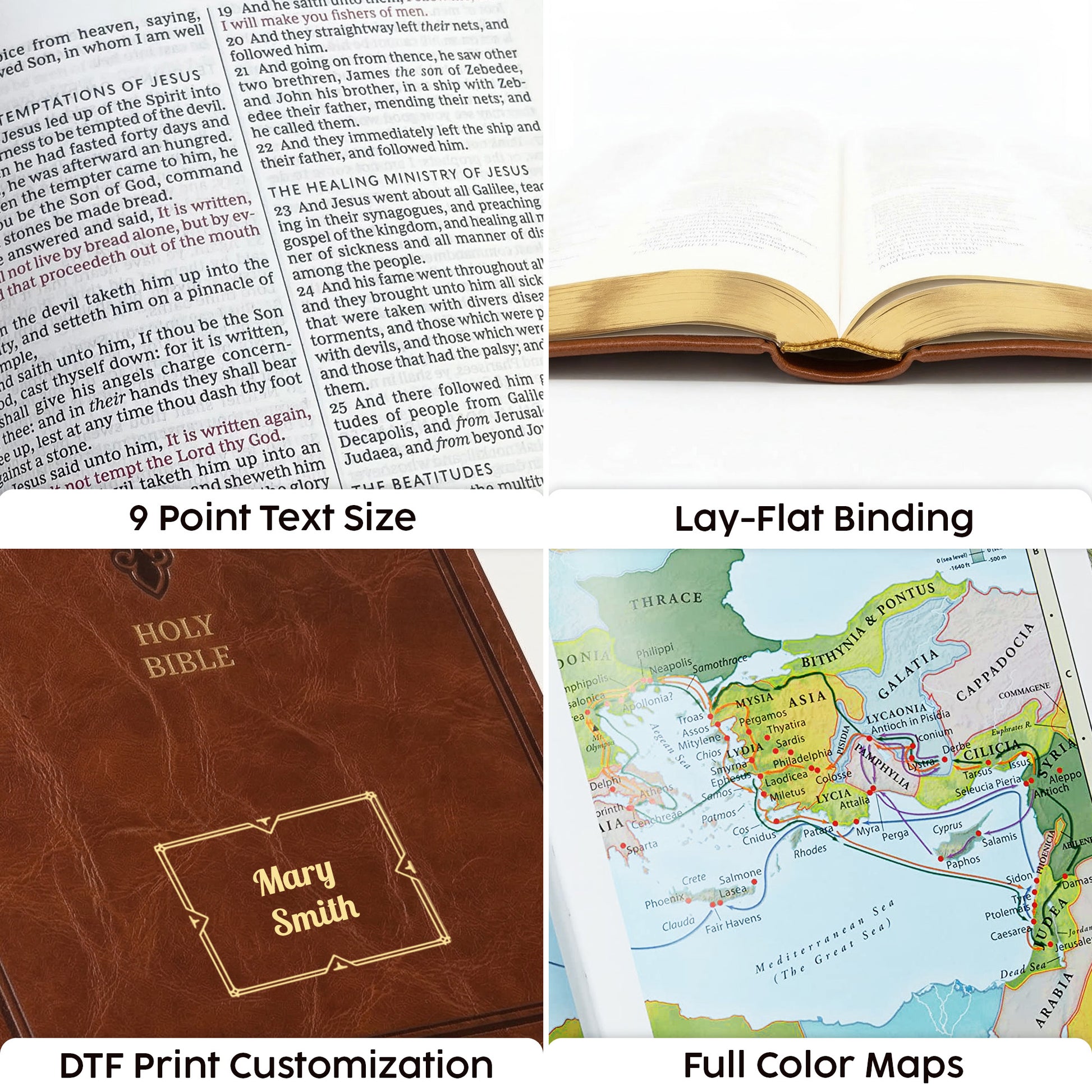 Personalized KJV Bible Auburn - Red Letter Edition - Floral Frame