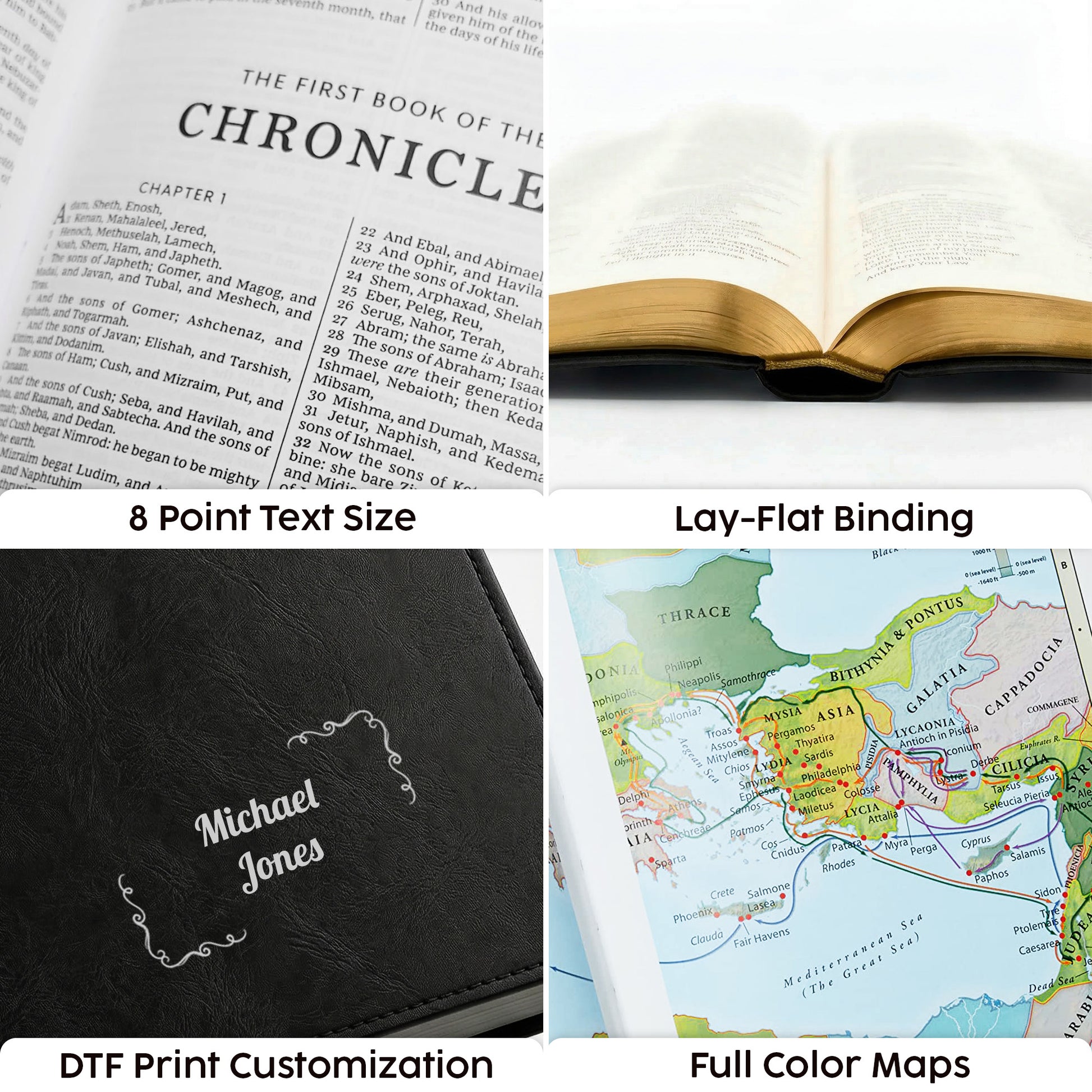 Personalized KJV Bible Black - Red Letter Edition - Floral Frame