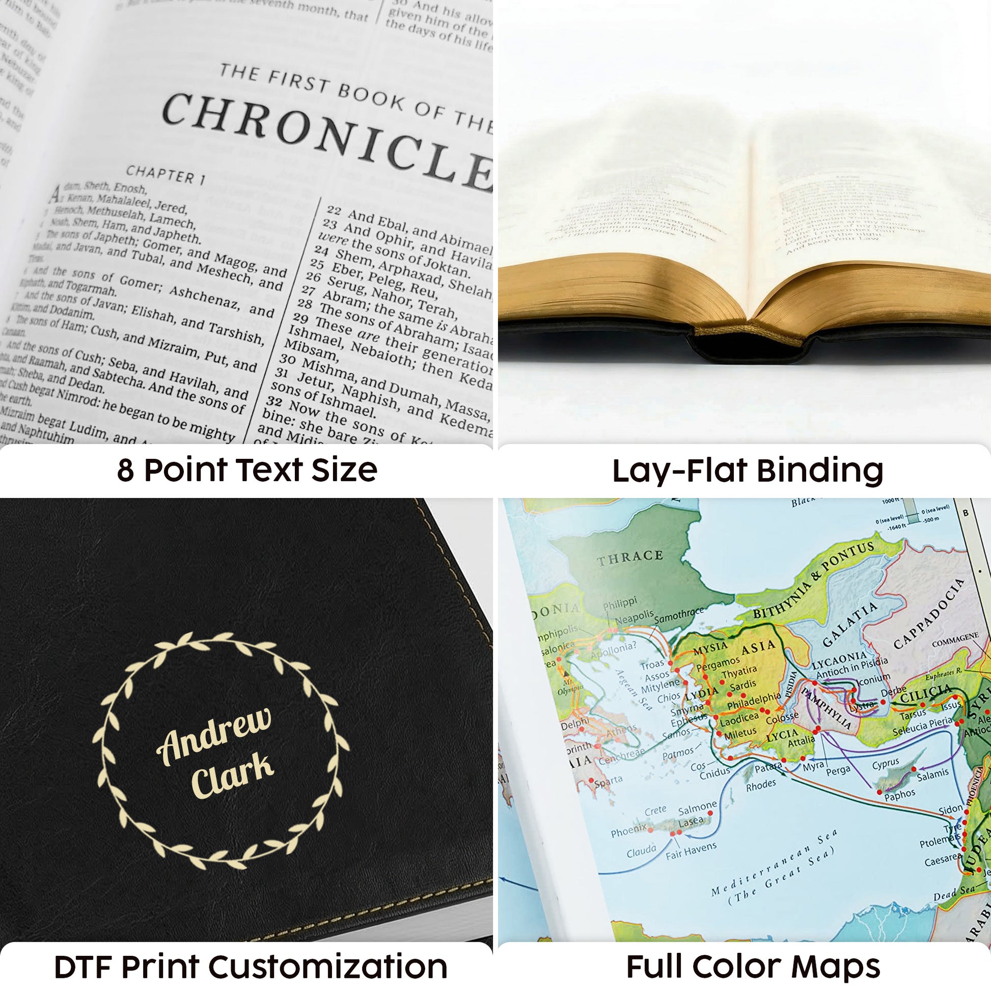 Personalized KJV Bible Black Thinline - Red Letter - Floral Frame