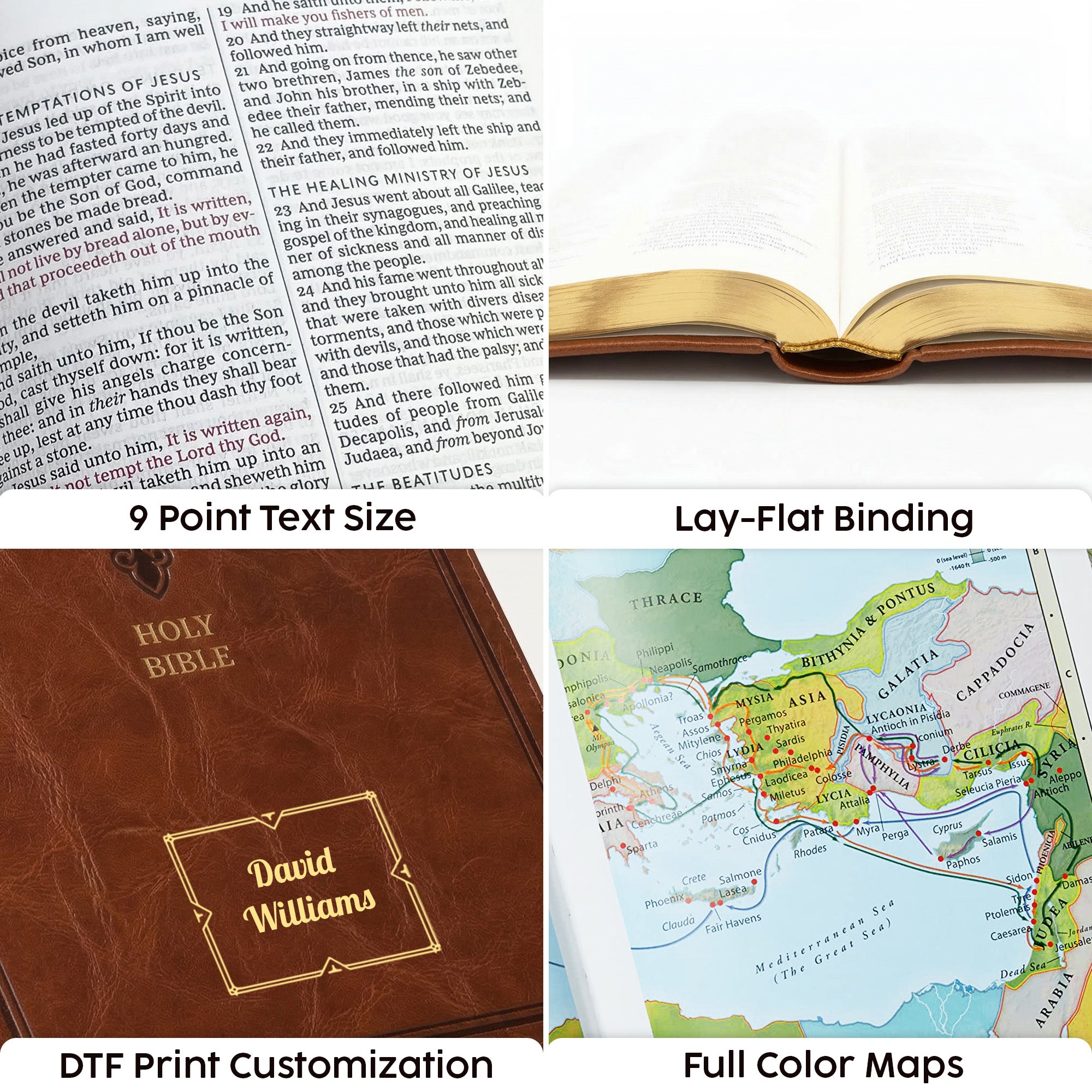Personalized KJV Bible Chestnut Thinline - Red Letter - Floral Frame