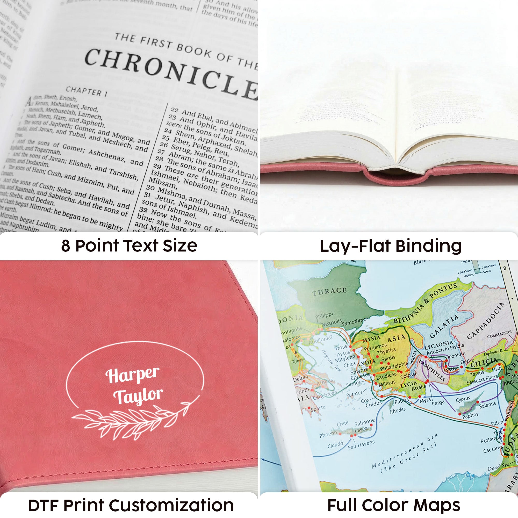 Personalized KJV Pink Value Thinline Bible - Red Letter - Floral Frame