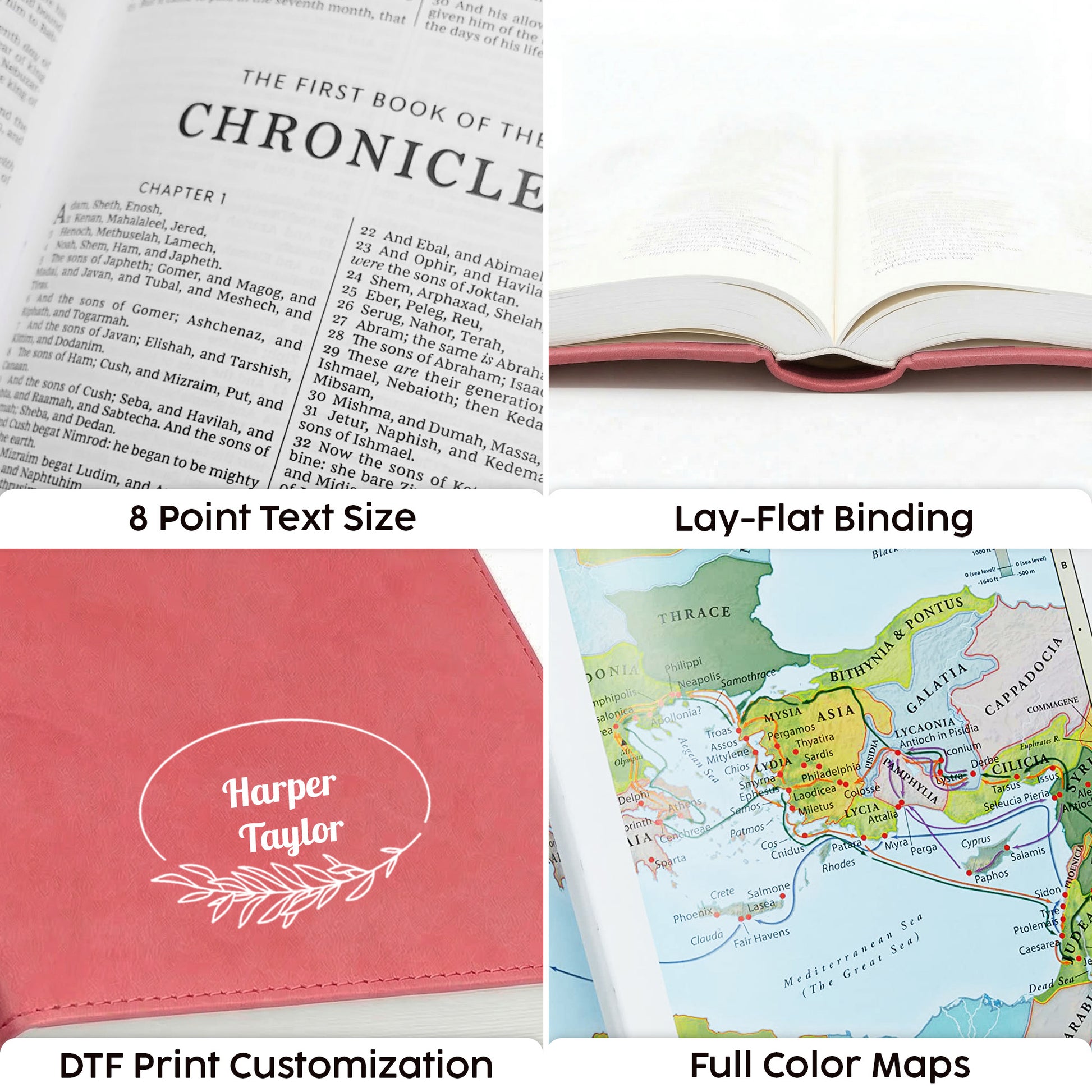 Personalized KJV Pink Value Thinline Bible - Red Letter - Floral Frame