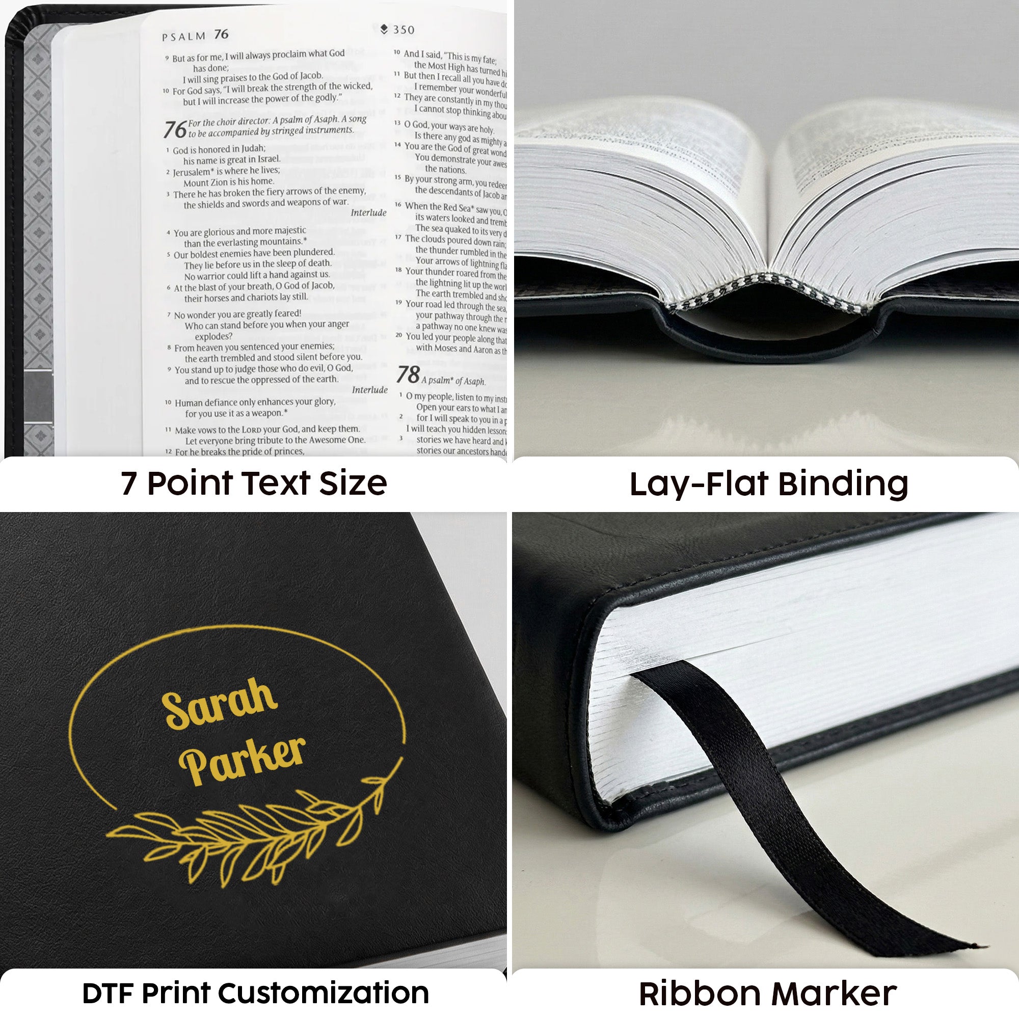 Personalized NLT Bible Black - Red Letter, Filament Enabled - Floral Frame