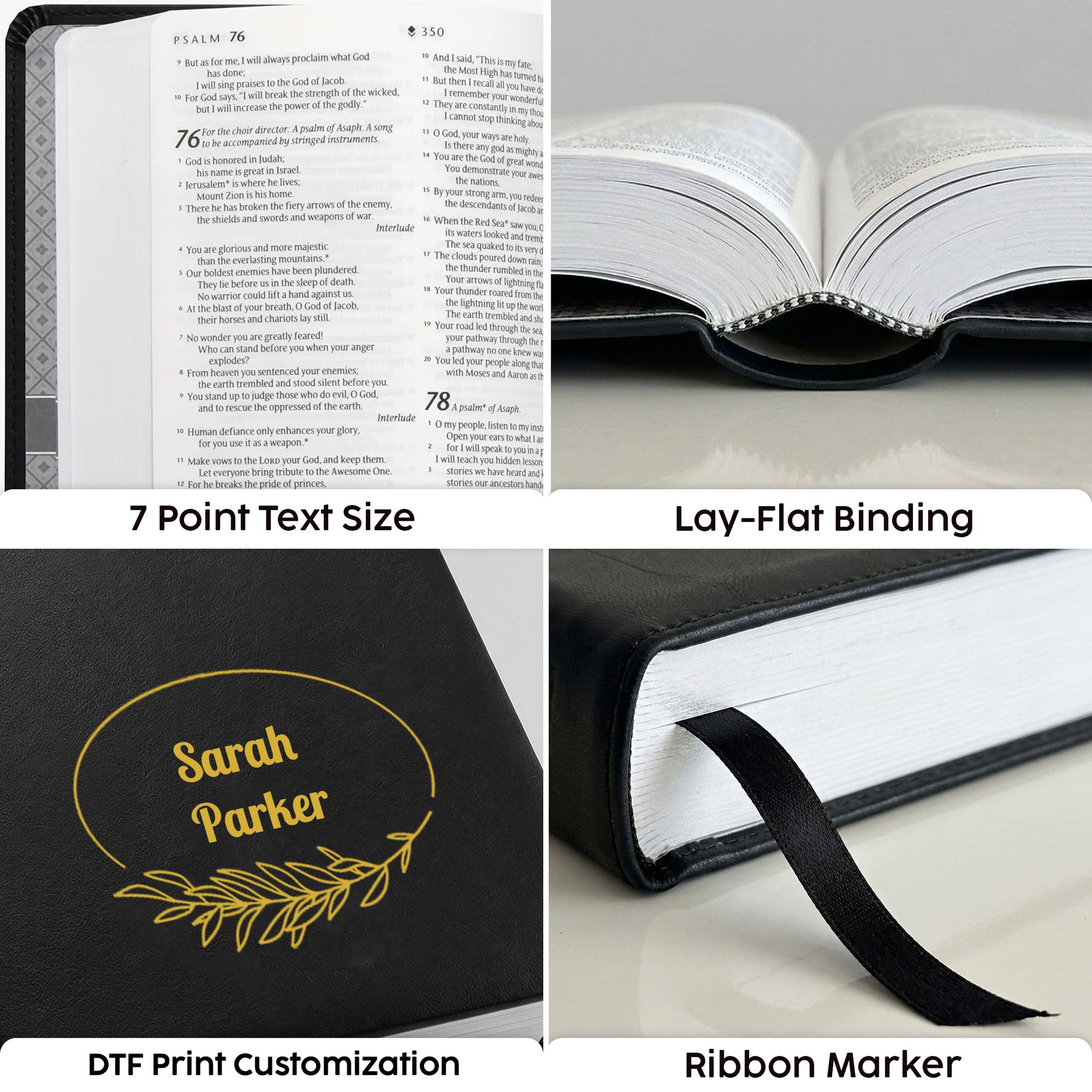 Personalized NLT Bible Black - Red Letter, Filament Enabled - Floral Frame