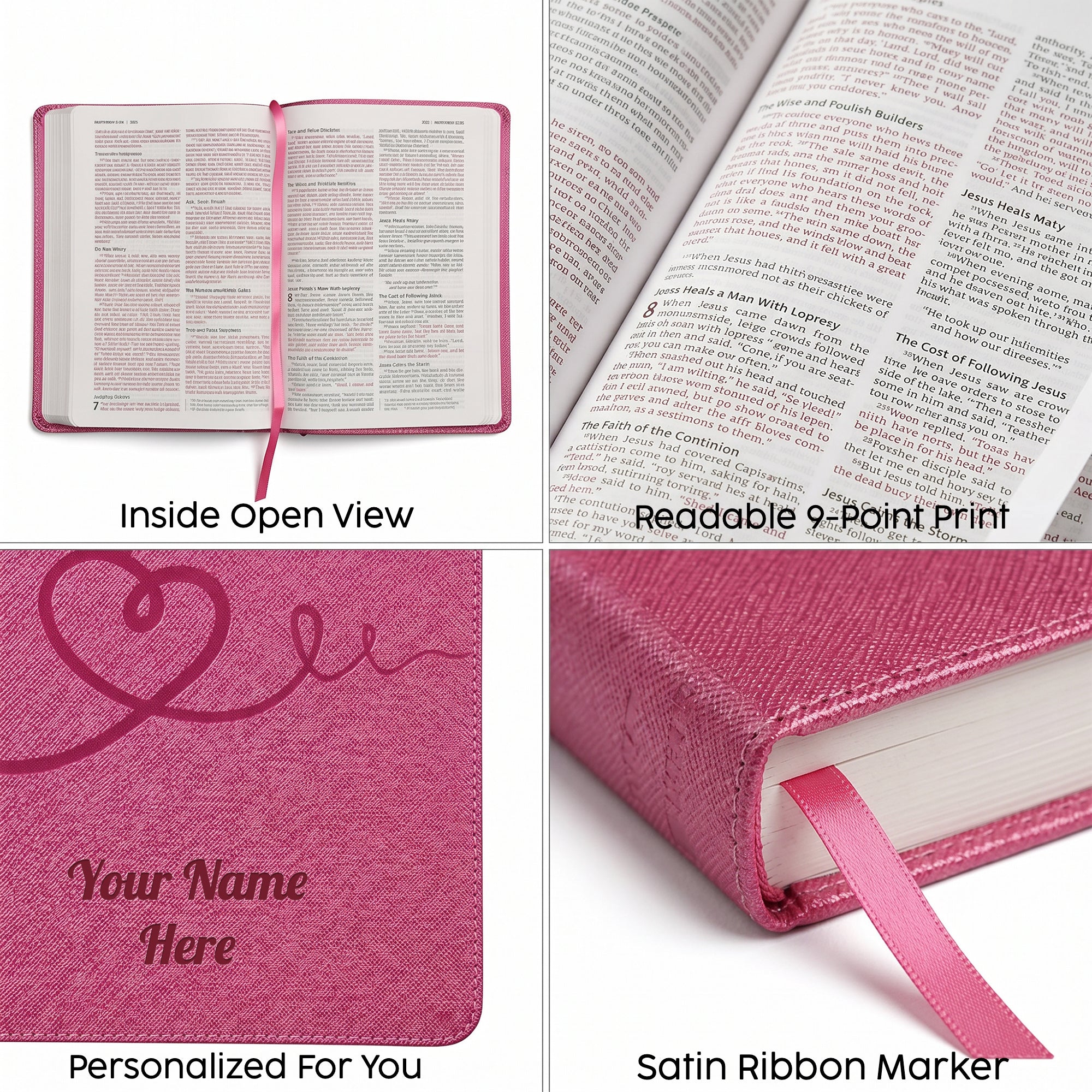 Personalized NIV Bible for Kids - Pink Icon - Red Letter