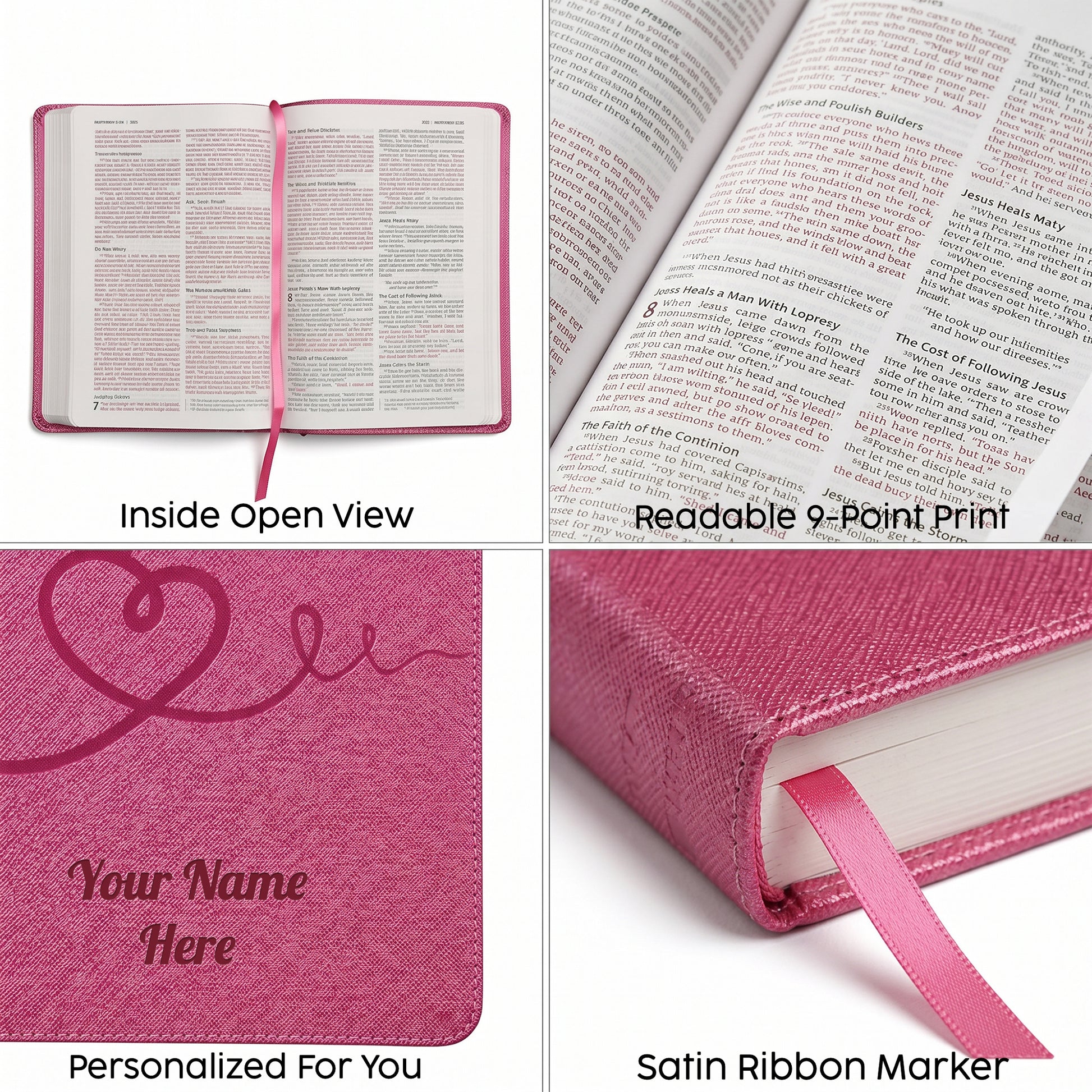Personalized NIV Bible for Kids - Pink Icon - Red Letter