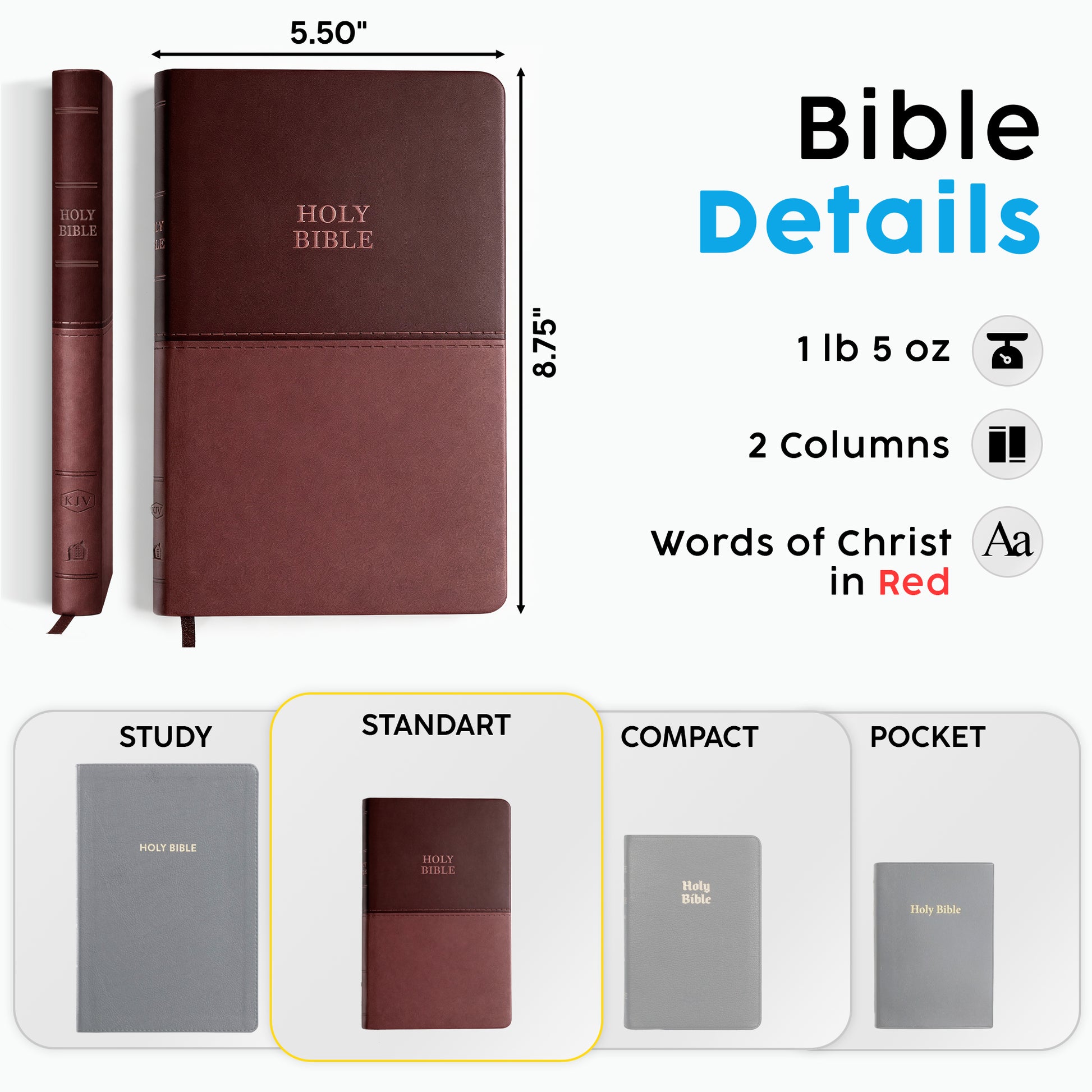Personalized KJV Bible Brown Thinline - Engraved Graduation Design - Red Letter