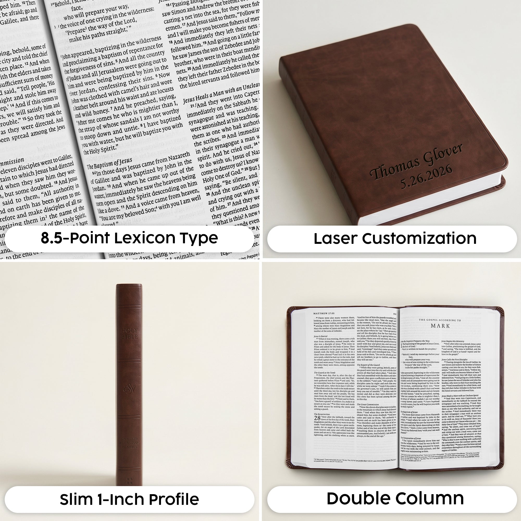 Personalized ESV Brown Bible - Engraved Man Who Trusts in the Lord Design