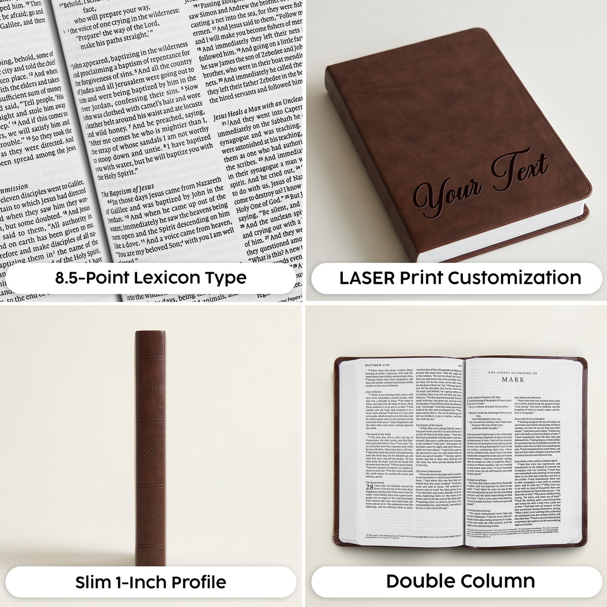 Personalized ESV Brown Bible - Engraved Floral Shield Wedding Design