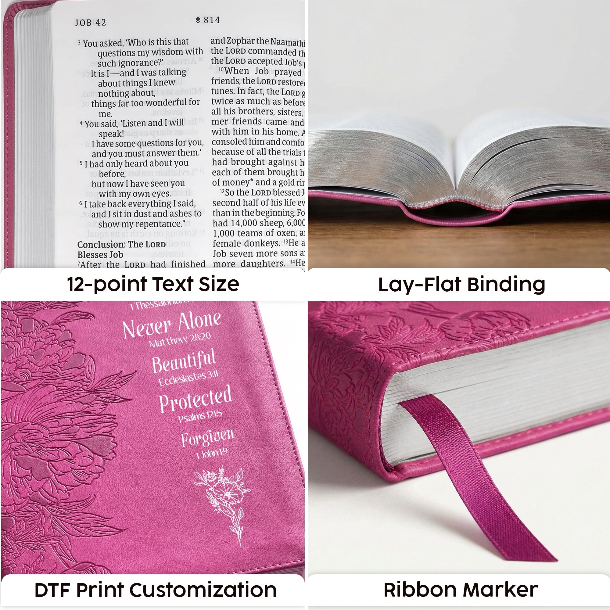 Personalized NLT Giant Print Bible - Red Letter, Filament Enabled - Peony Pink - Verse-Inspired