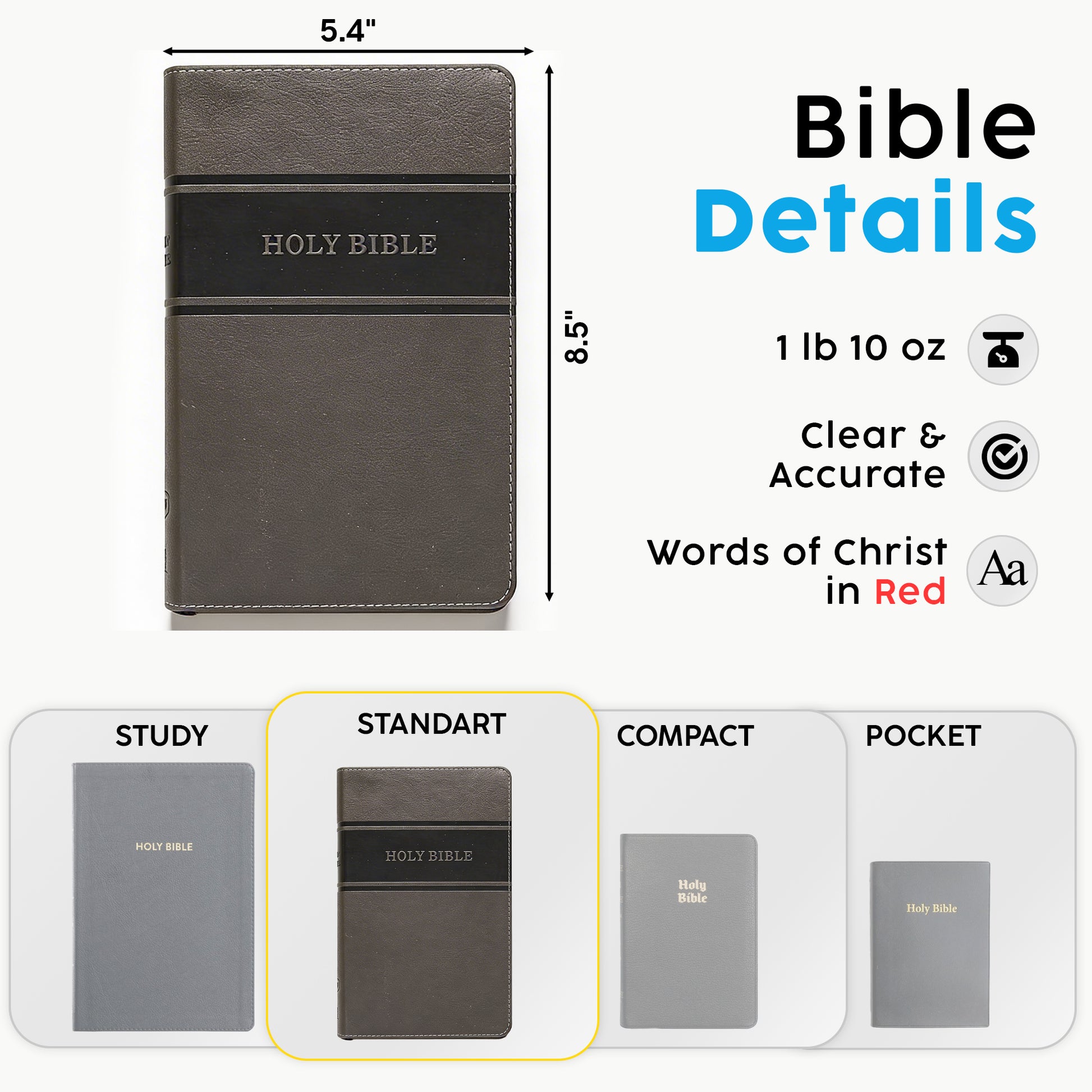 Personalized KJV Bible Gray Deluxe - Red Letter Edition - Floral Frame