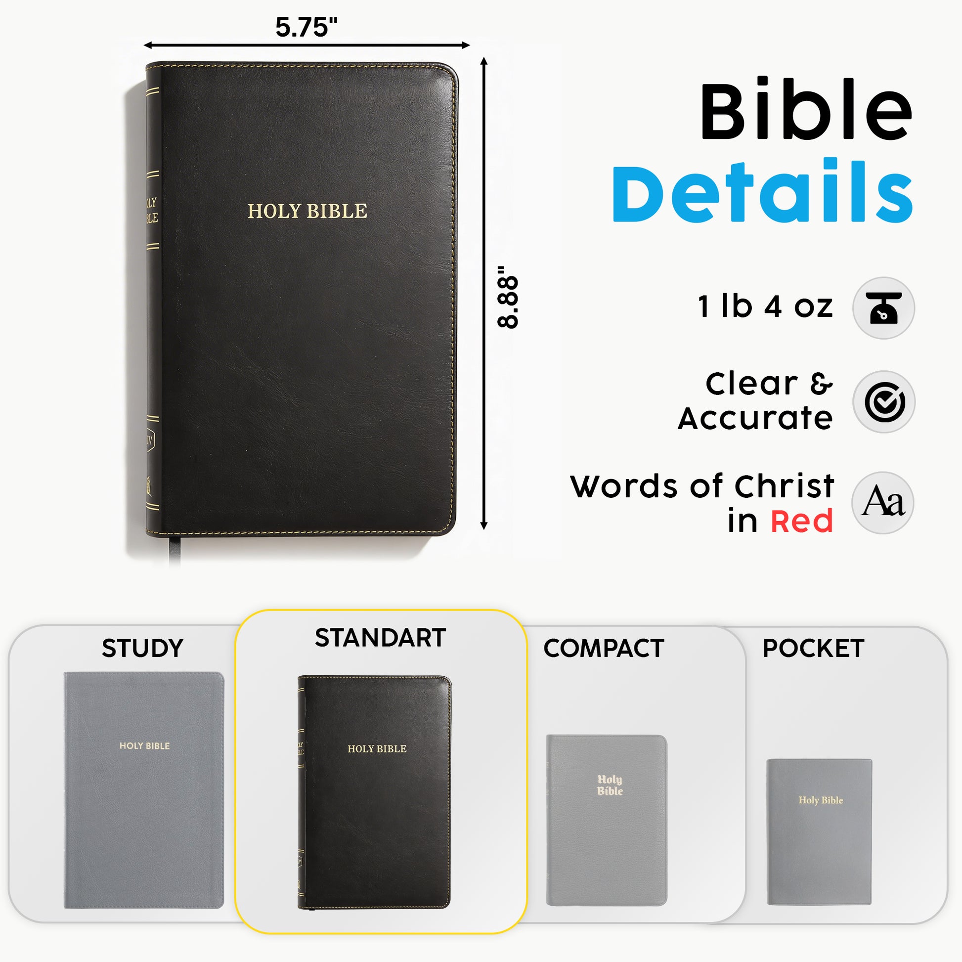 Personalized KJV Bible Black Thinline - Red Letter - Floral Frame
