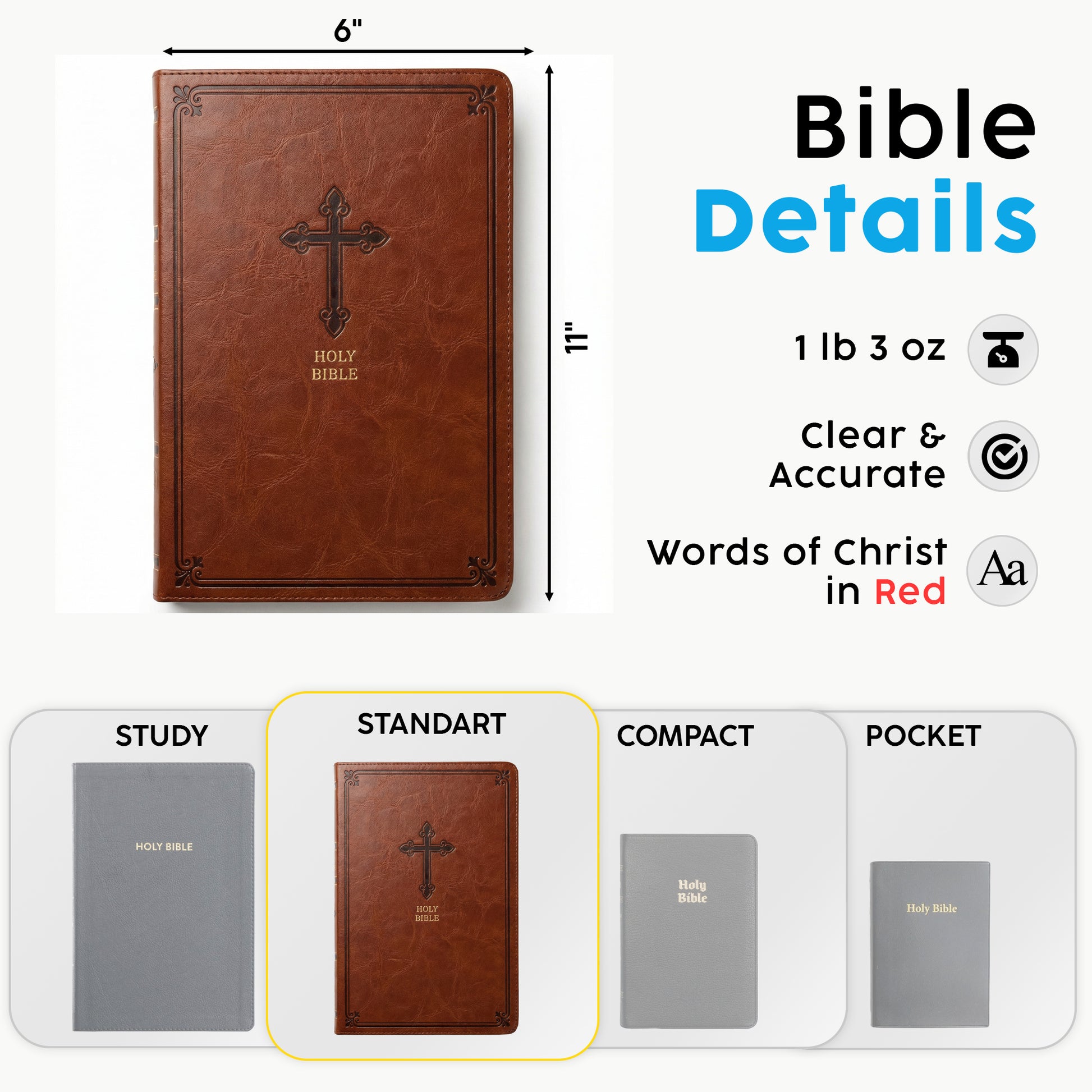 Personalized KJV Bible Chestnut Thinline - Red Letter - Floral Frame
