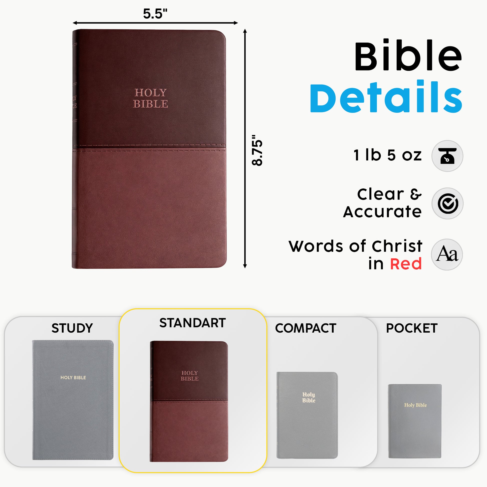 Personalized KJV Bible Brown Thinline - Red Letter - Floral Frame