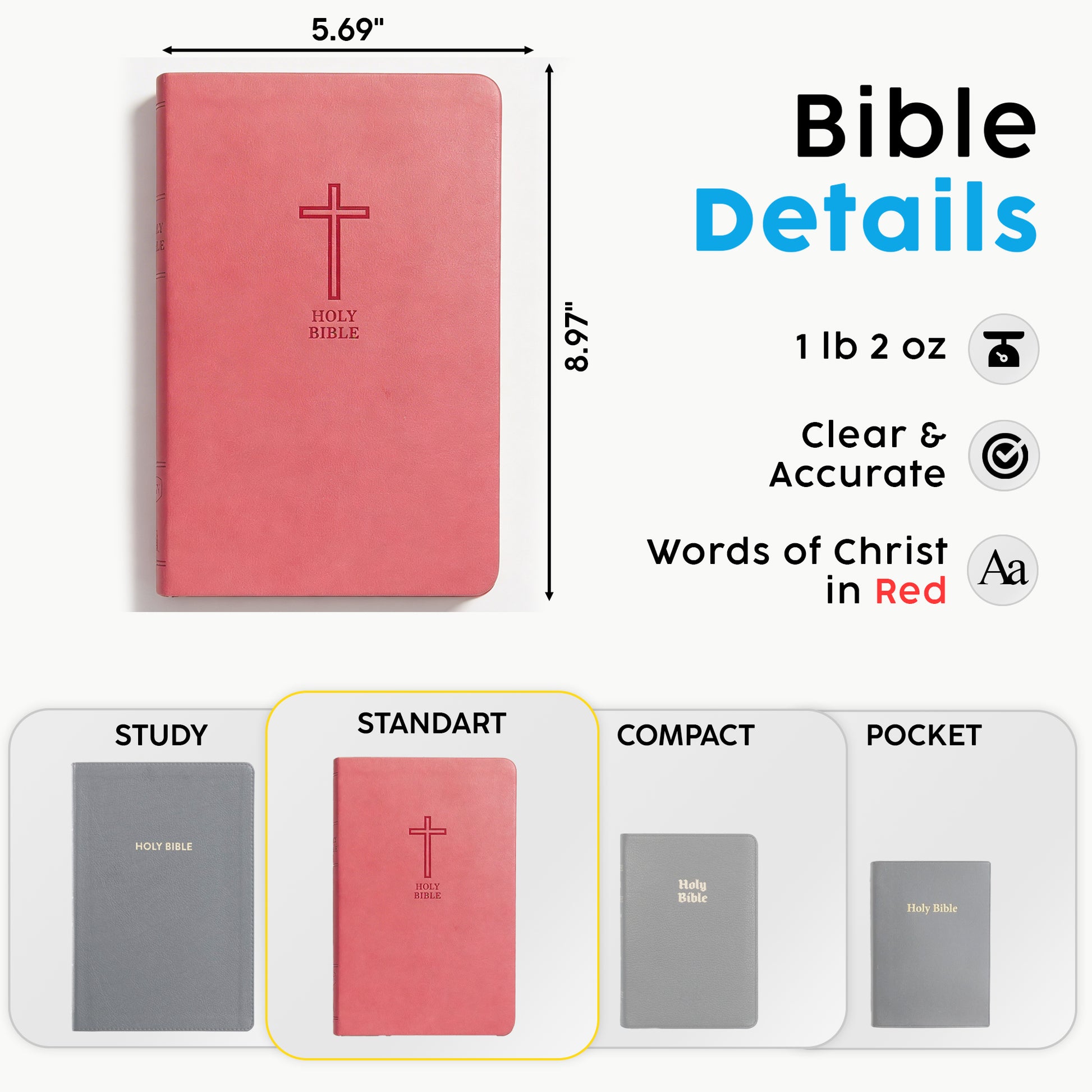 Personalized KJV Pink Value Thinline Bible - Red Letter - Floral Frame