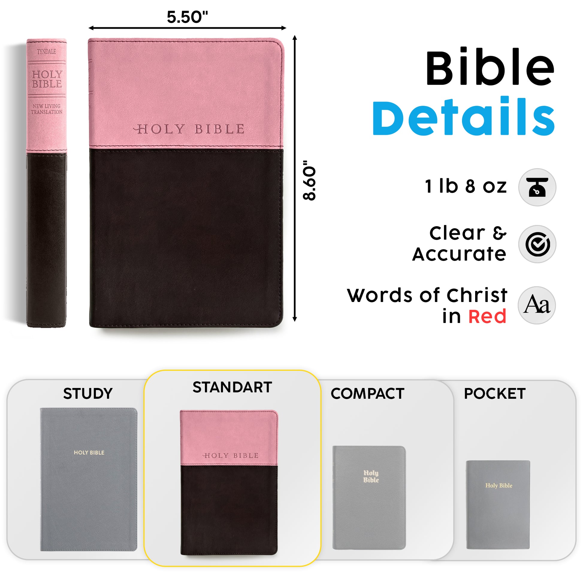 Personalized NLT Bible Dark Brown/Pink Tu Tone - Red Letter, Filament Enabled - Floral Frame