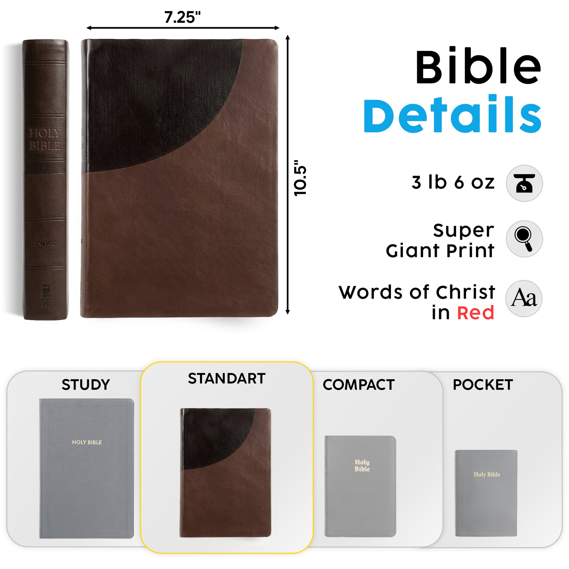 Personalized Super Giant Print NIV Reference Bible Brown - Floral Frame - Red Letter