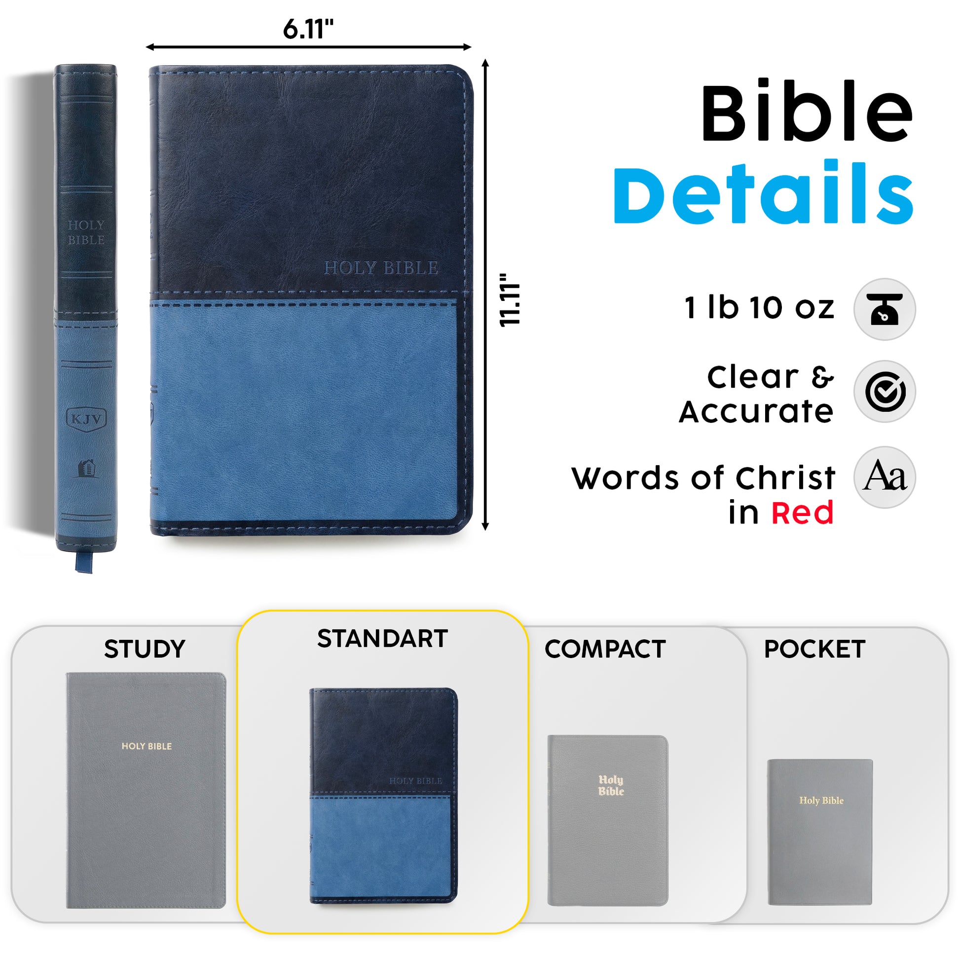 Personalized KJV Bible Navy Thinline - Lion Cross Design - Red Letter