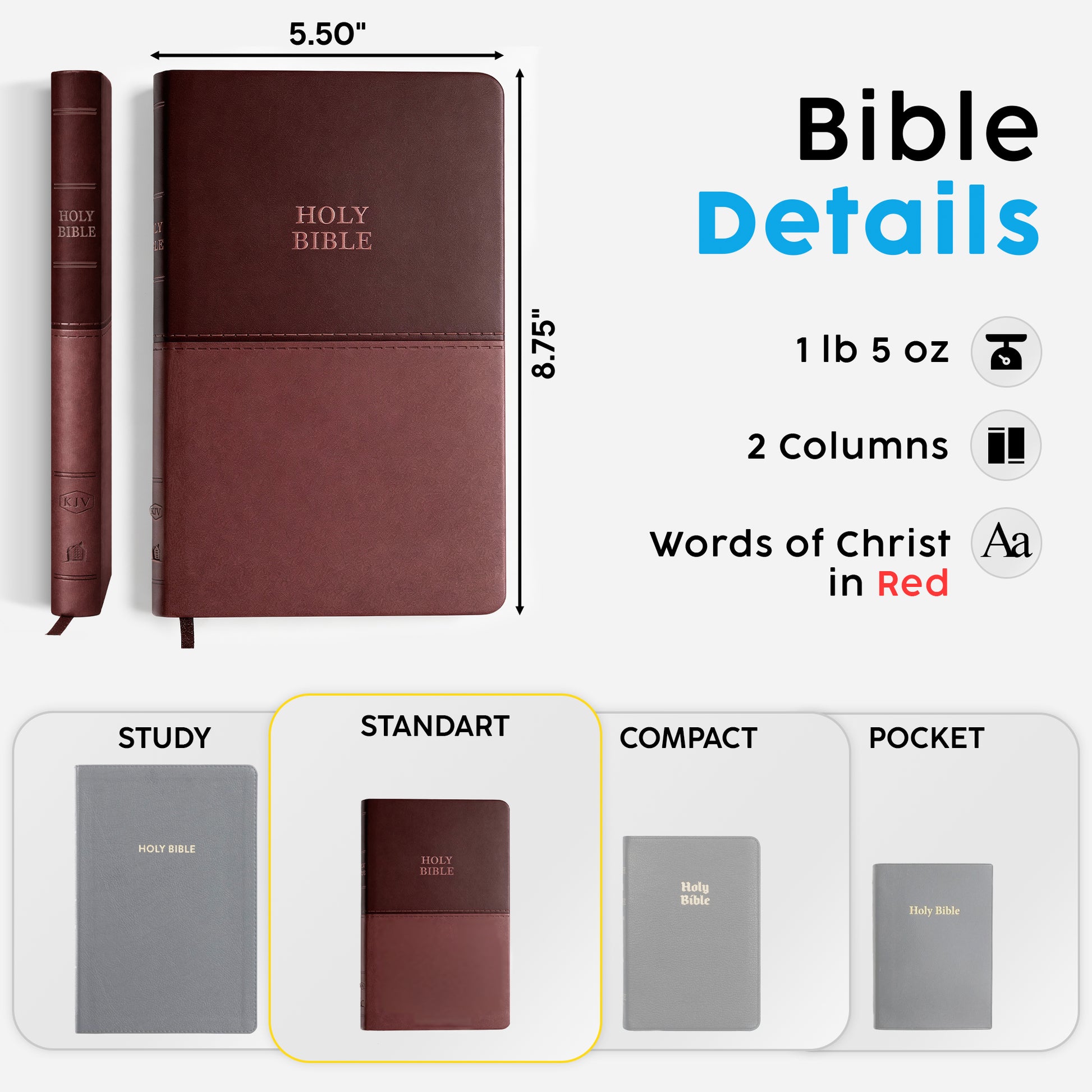 Personalized KJV Bible Brown Thinline - Man of God Cross Design - Red Letter
