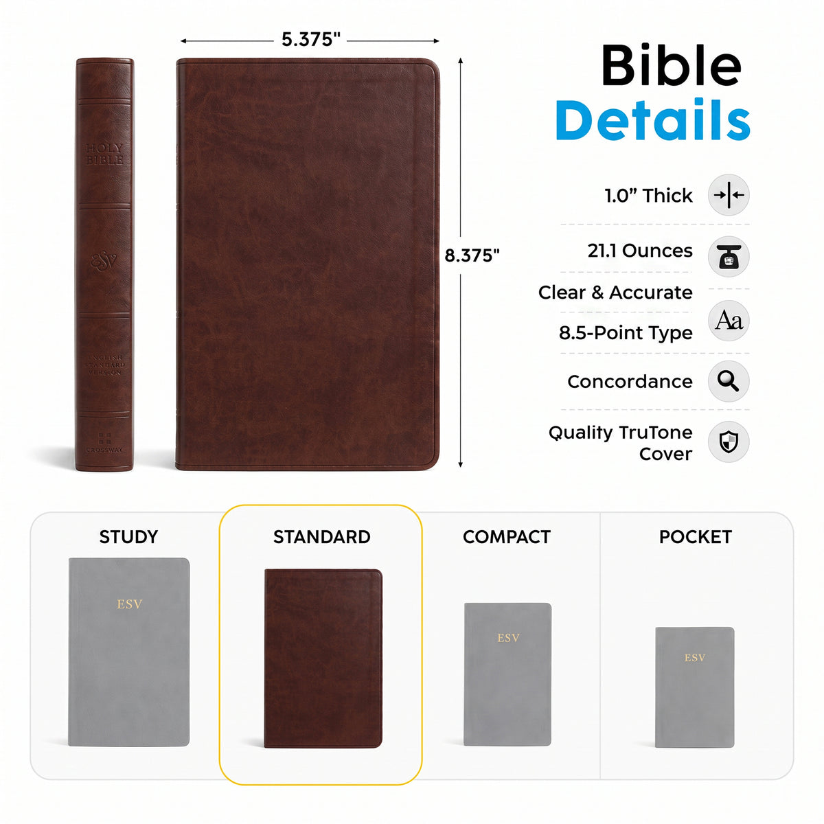 Personalized ESV Brown Bible - Engraved Floral Shield Wedding Design