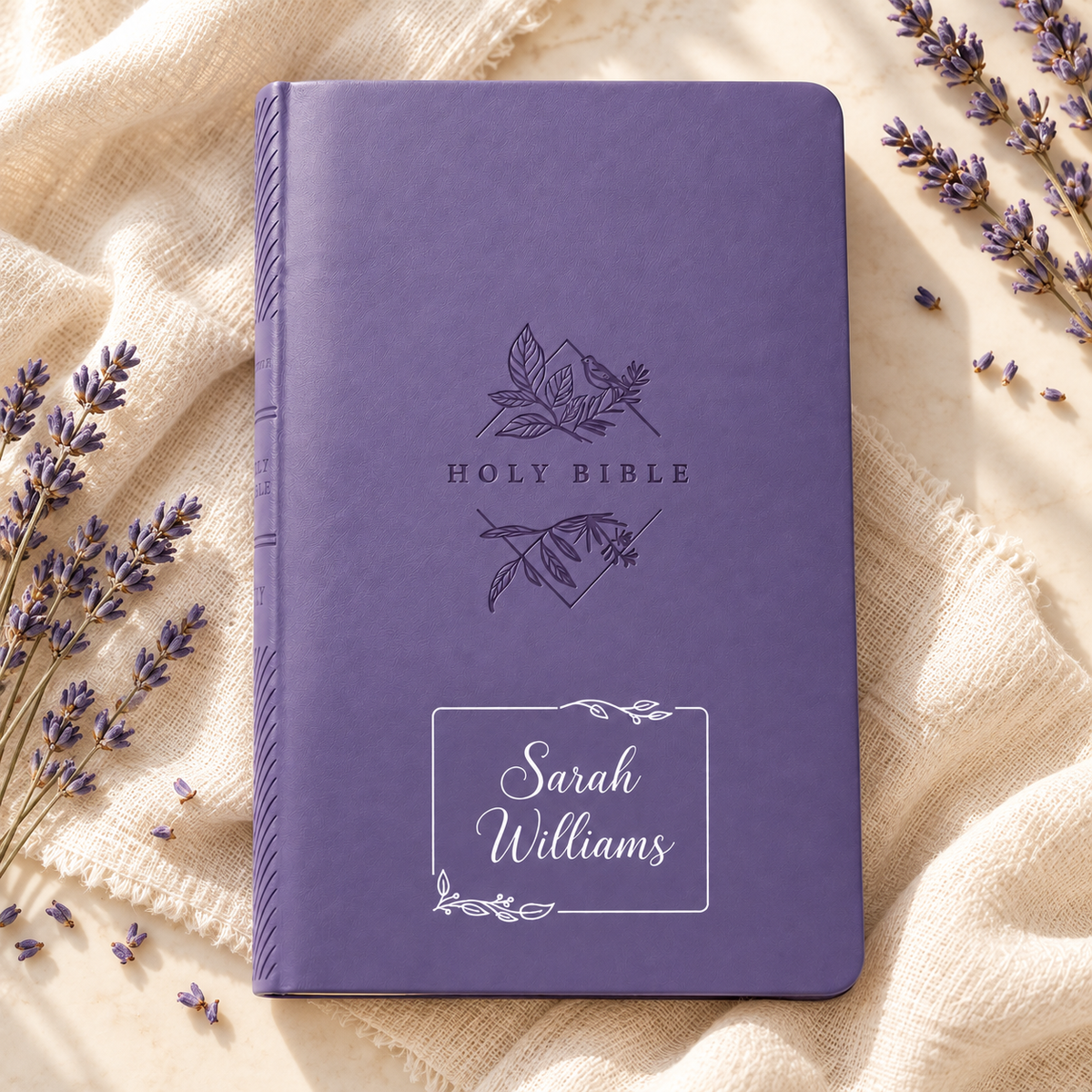 Personalized NLT Lavender Thinline Bible - Large Print, Filament Enabled - Floral Frame