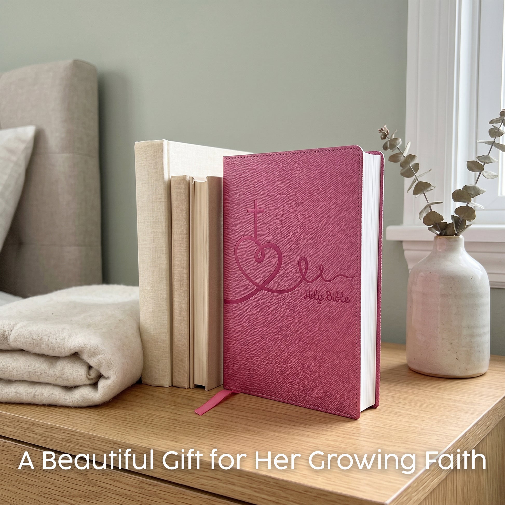 Personalized NIV Bible for Kids - Pink Icon - Red Letter