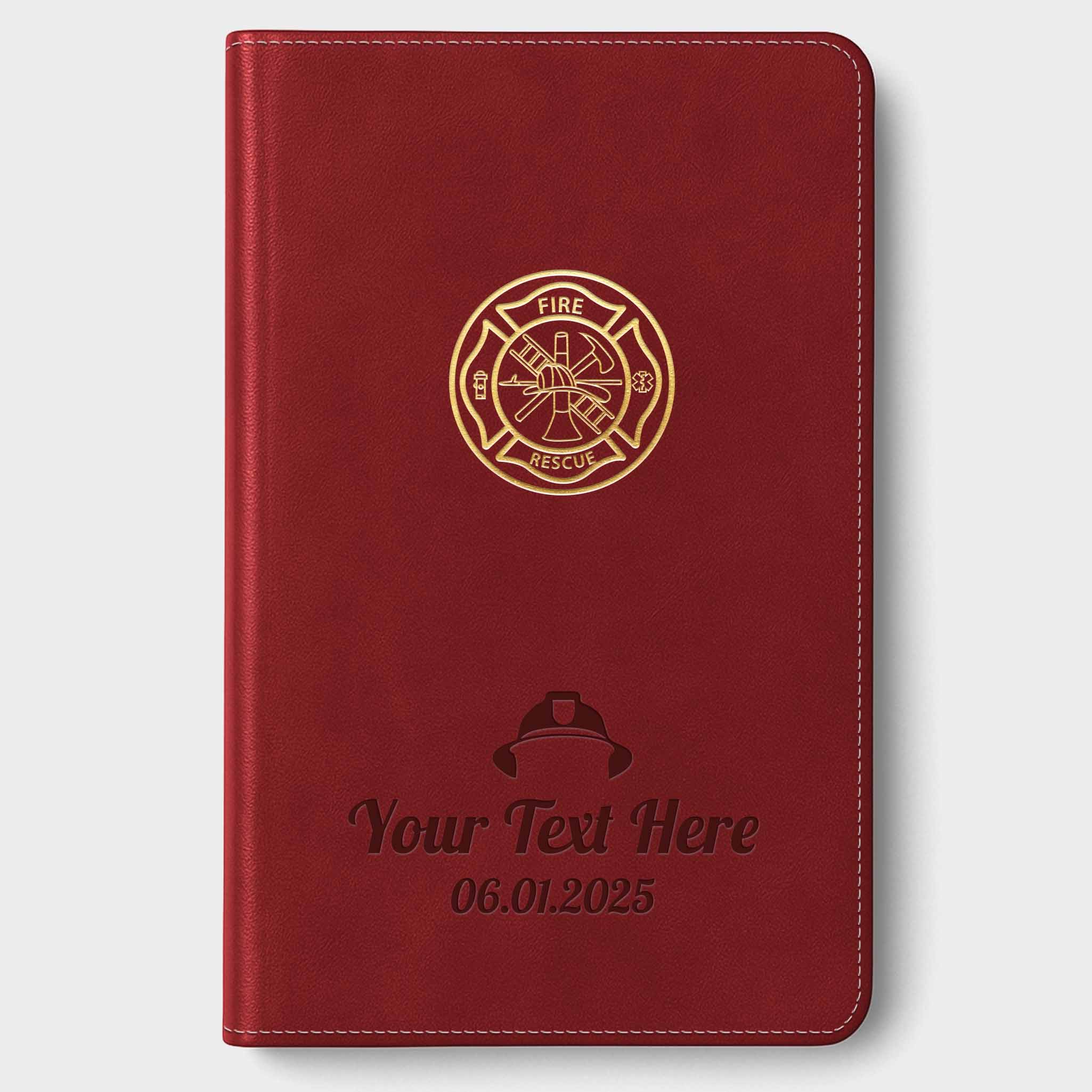 Personalized CSB Firefighter's Bible, Red Letter - Burgundy - Engraved Icon