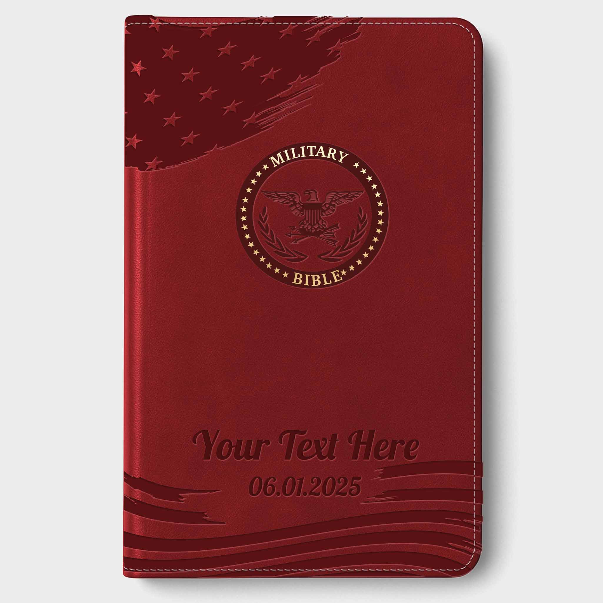 Personalized CSB Military Bible, Red Letter - Burgundy - Engraved Icon