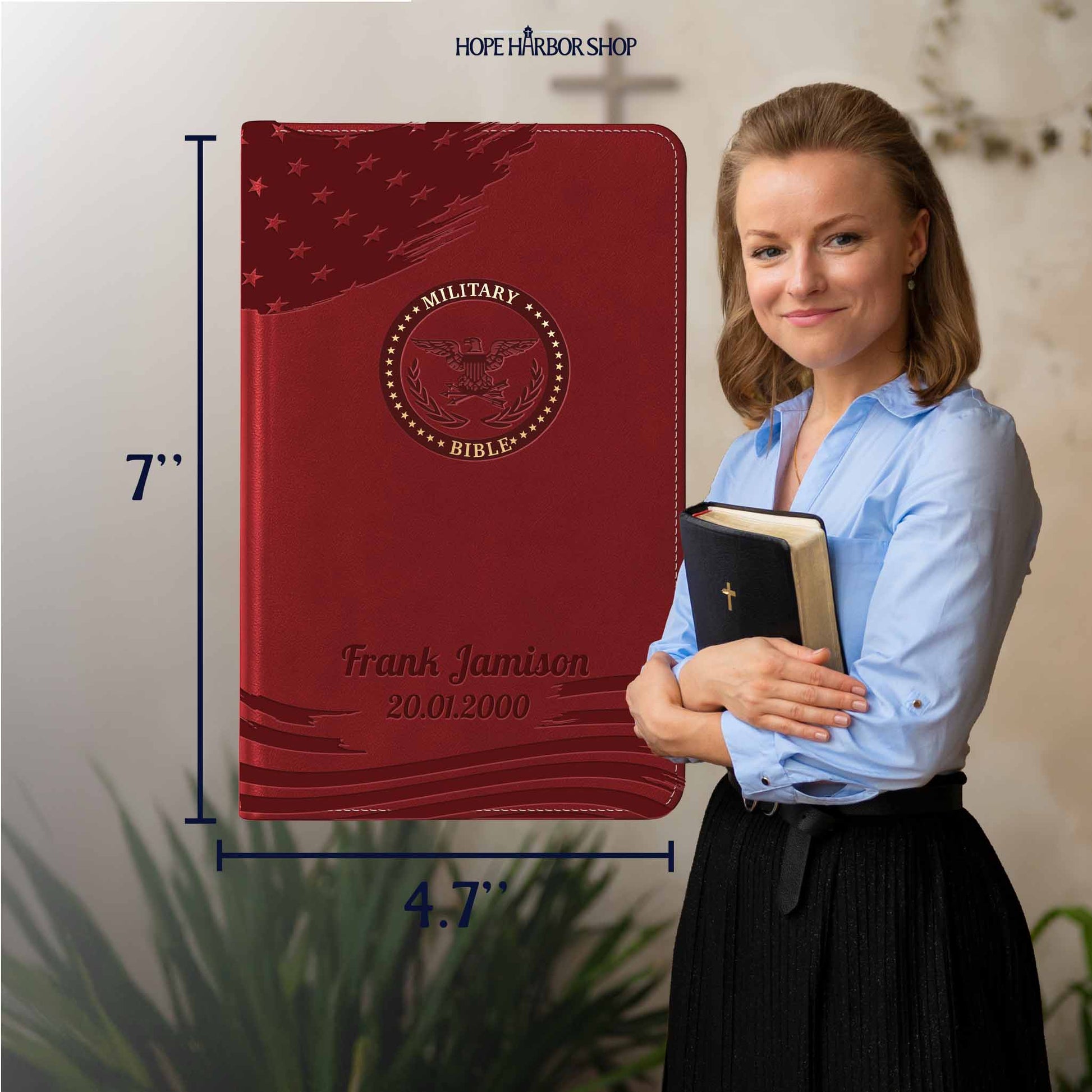 Personalized CSB Military Bible, Red Letter - Burgundy - Engraved Icon