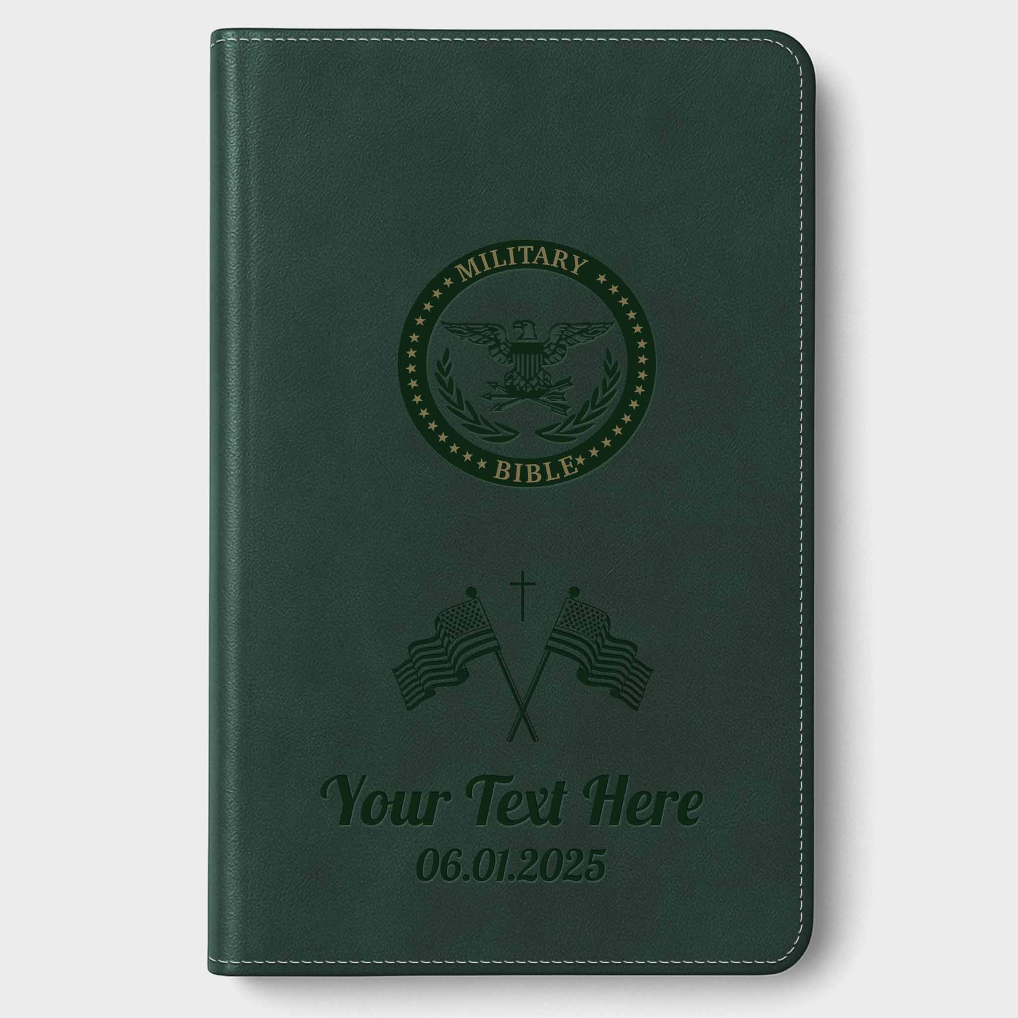 Personalized CSB Military Bible, Red Letter - Green - Engraved Icon