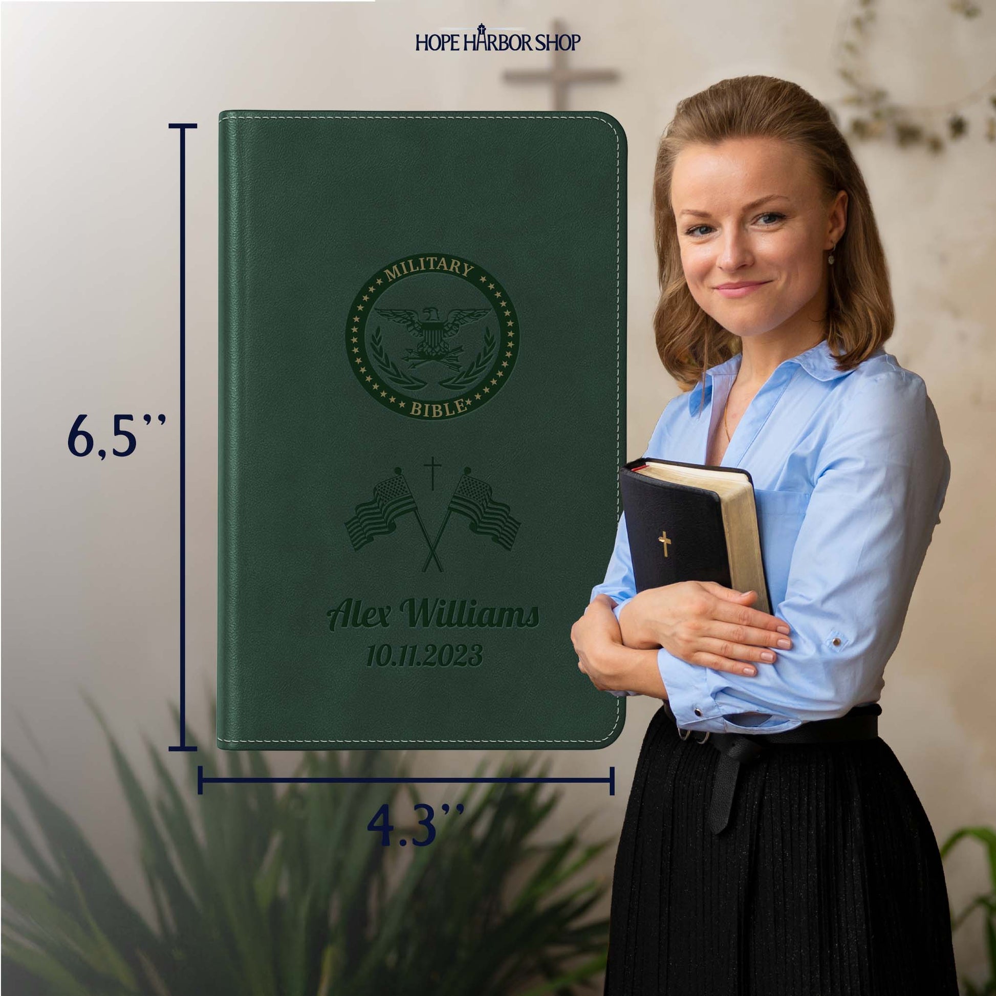 Personalized CSB Military Bible, Red Letter - Green - Engraved Icon