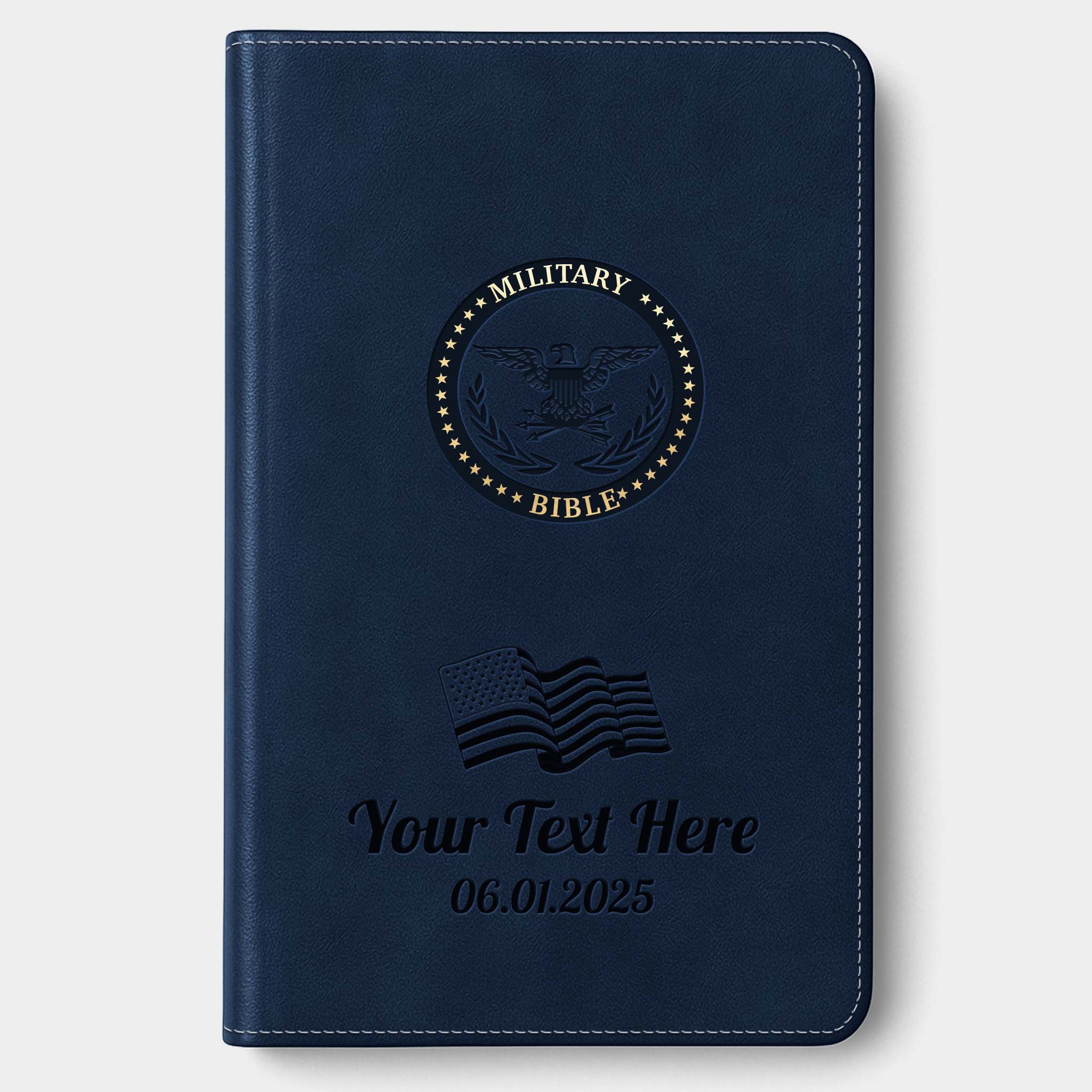 Personalized CSB Military Bible, Red Letter - Navy - Engraved Icon