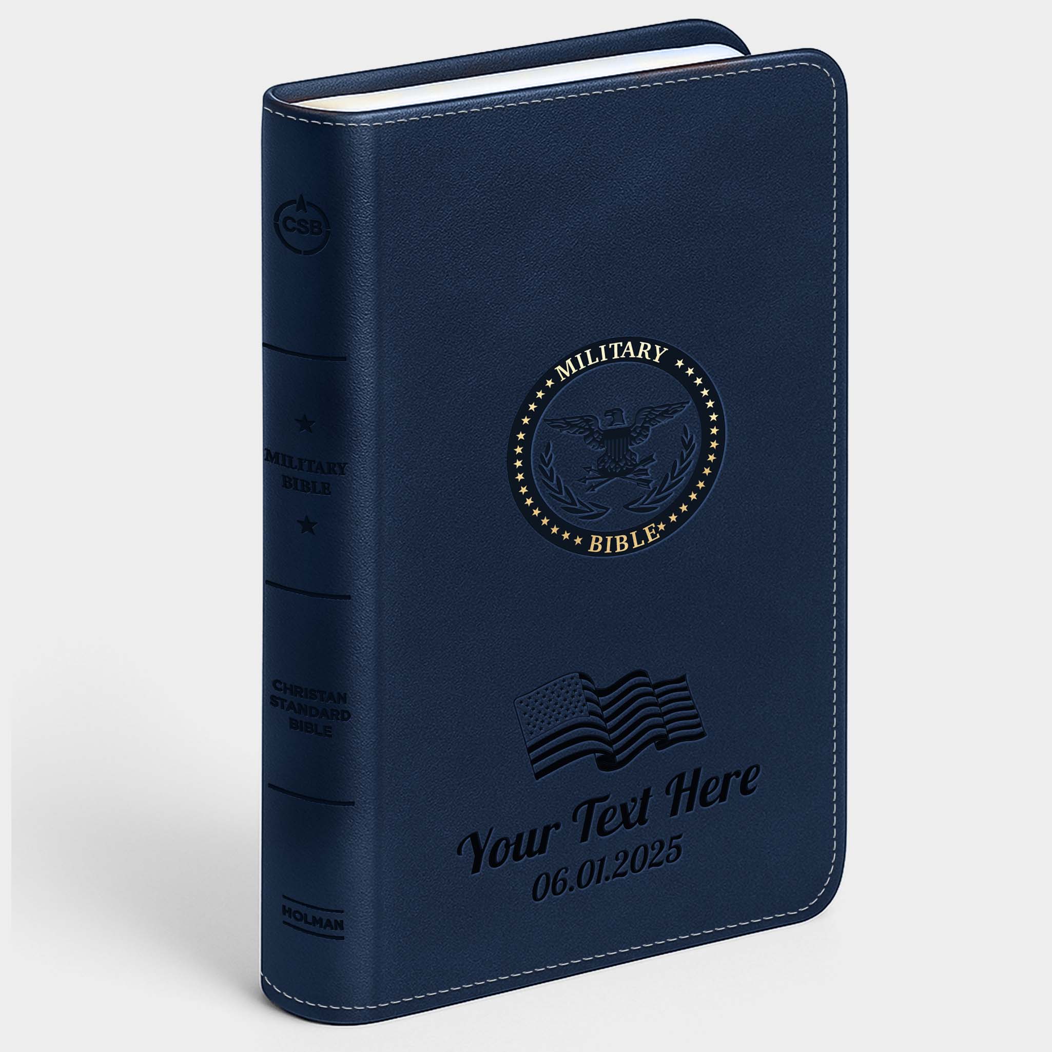 Personalized CSB Military Bible, Red Letter - Navy - Engraved Icon