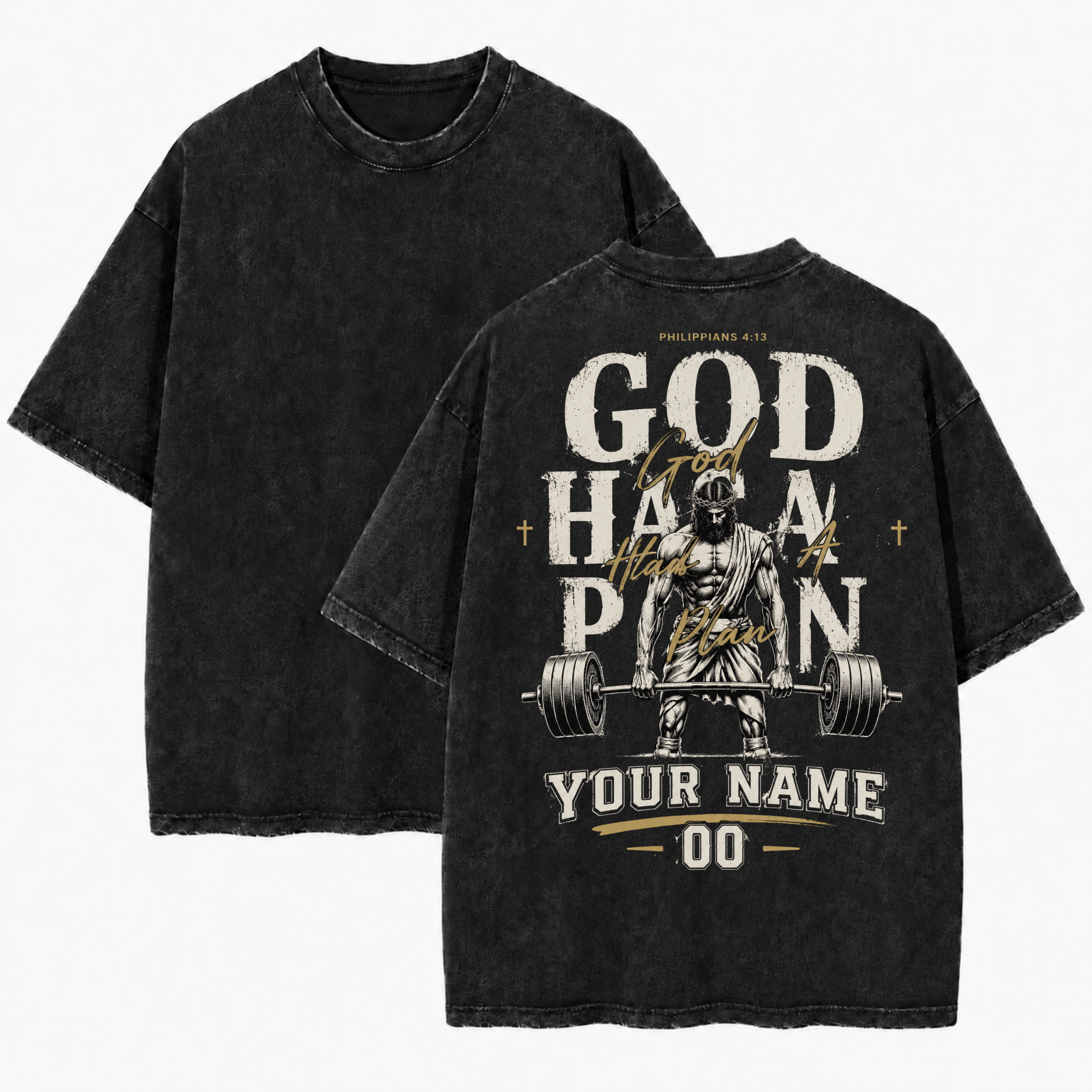 Custom Christian Shirt, God Has a Plan Acid Washed Graphic Tee with Name Number
