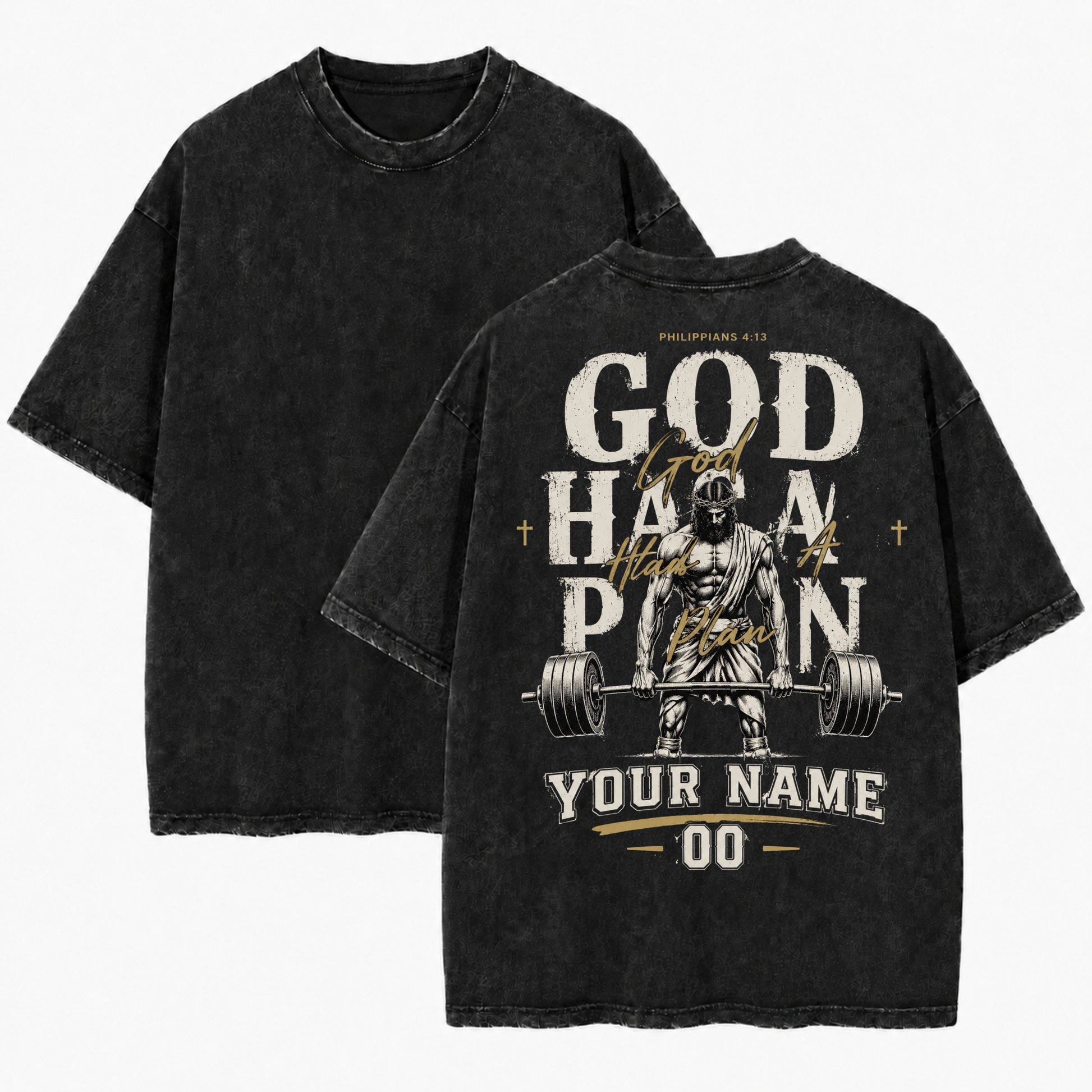 Custom Christian Shirt, God Has a Plan Acid Washed Graphic Tee with Name Number