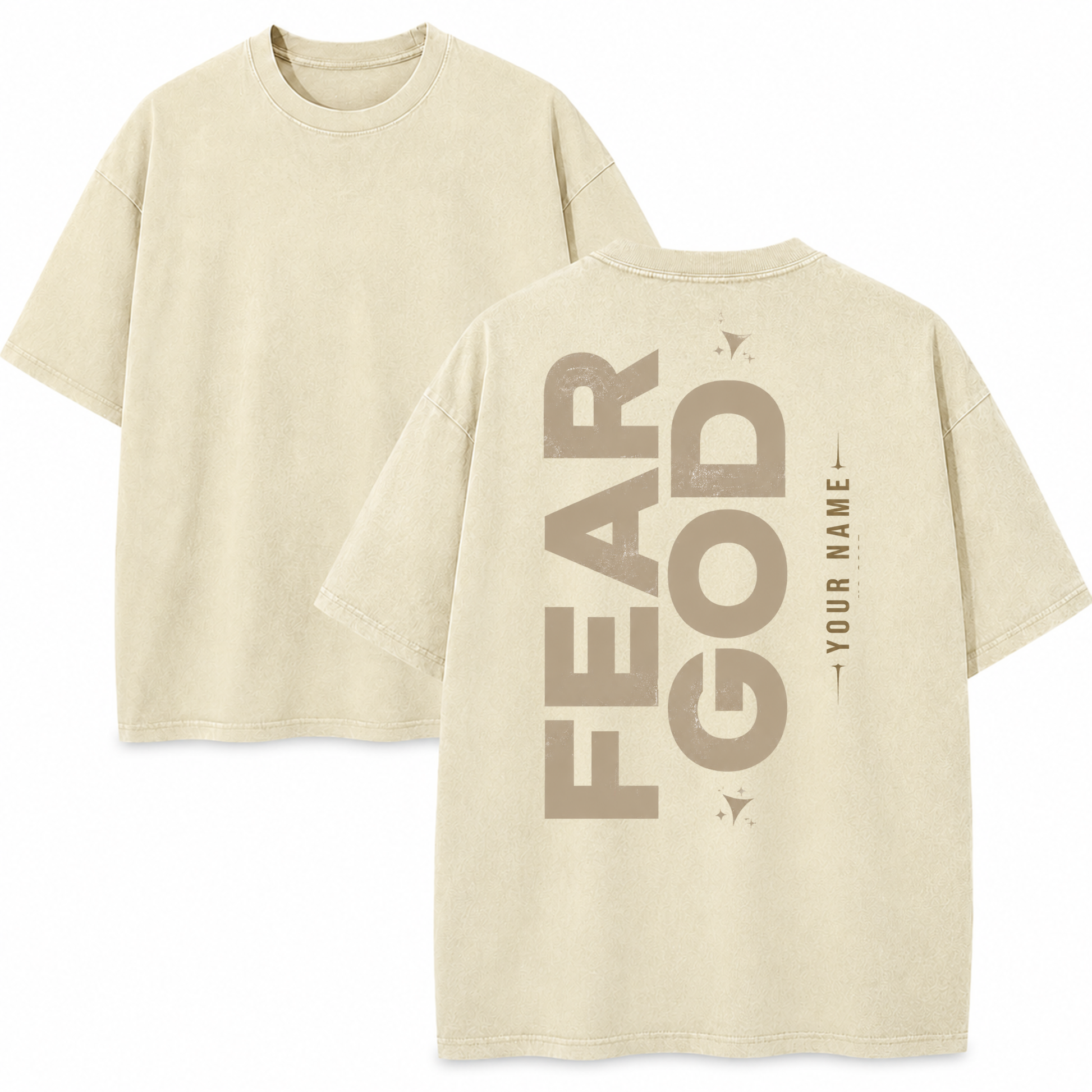 Custom Christian Shirt, Fear God Acid Washed Graphic Tee with Name Number