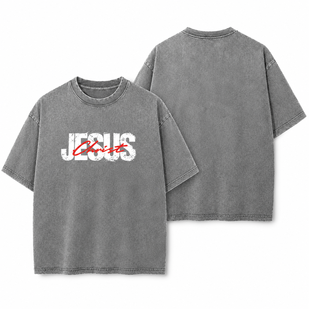Jesus Christ Washed T-Shirt - Vintage Wash Unisex Tee, Christian Faith Graphic Tshirt