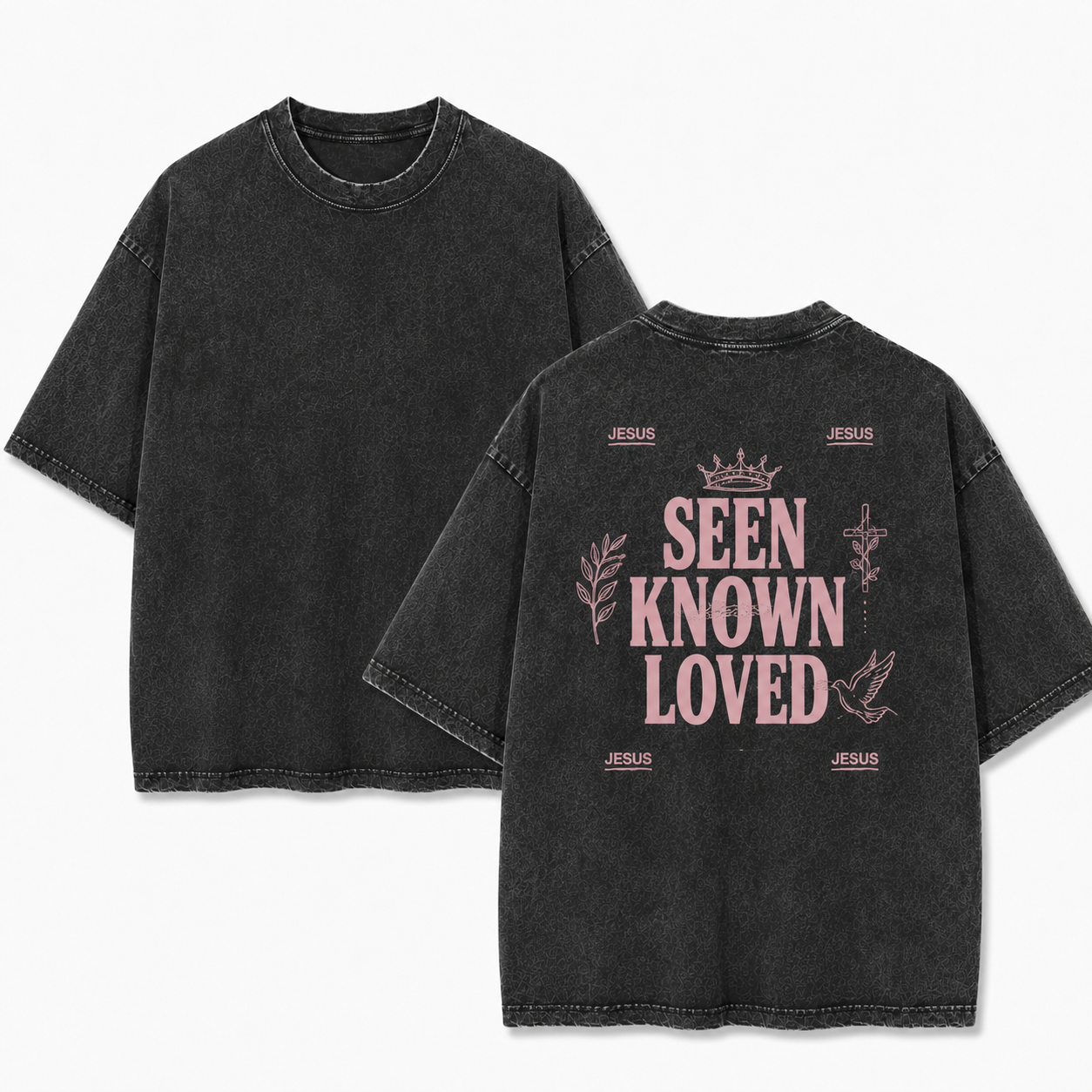 Seen, Known, Loved Washed T-Shirt - Vintage Wash Unisex Tee, Christian Faith Graphic Tshirt