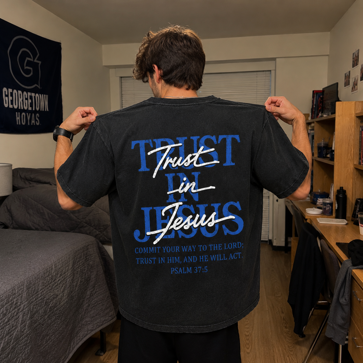 Trust in Jesus Washed T-Shirt - Vintage Wash Unisex Tee, Christian Faith Graphic Tshirt